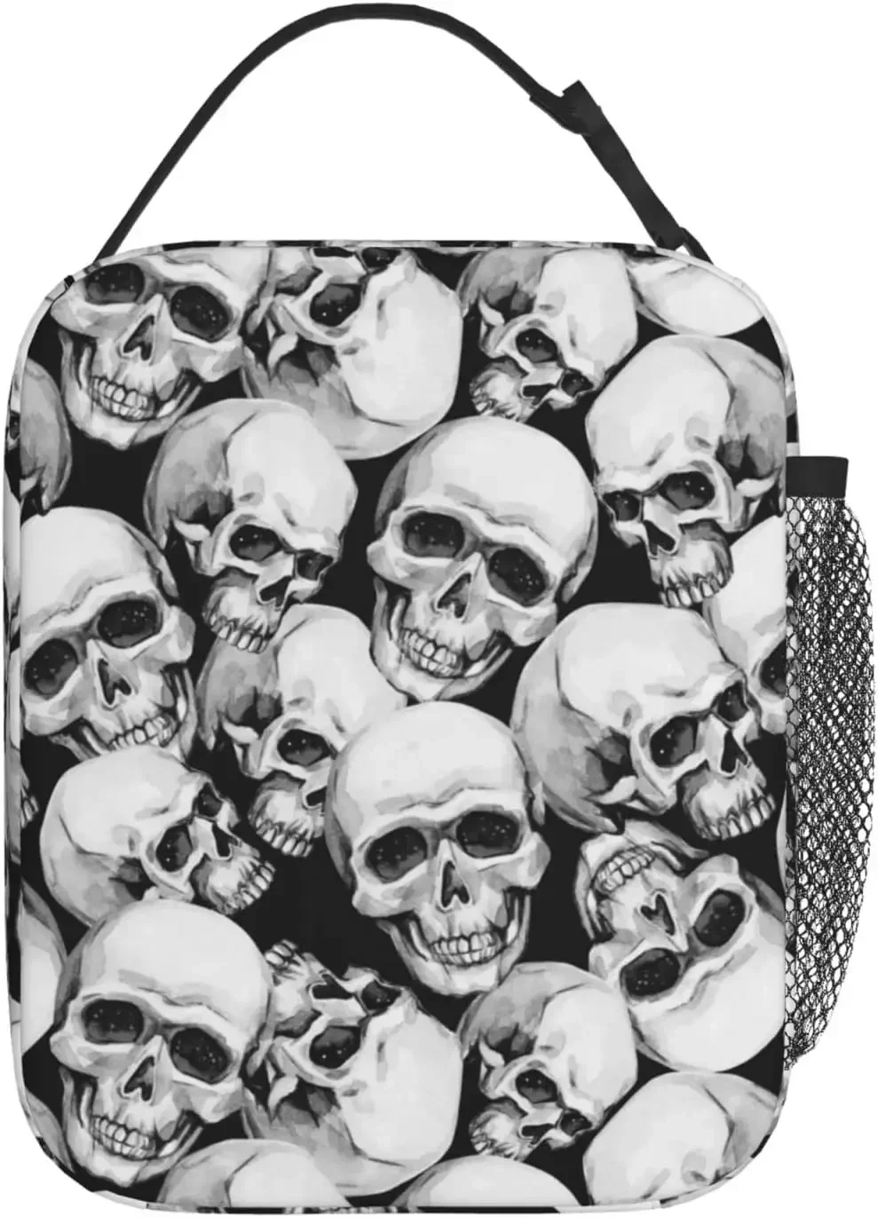 Skull Skeleton Insulated Lunch Box Leakproof Lunch Cooler Reusable Funny Lunch Tote for Adult with Side Pockets Picnic Shopping