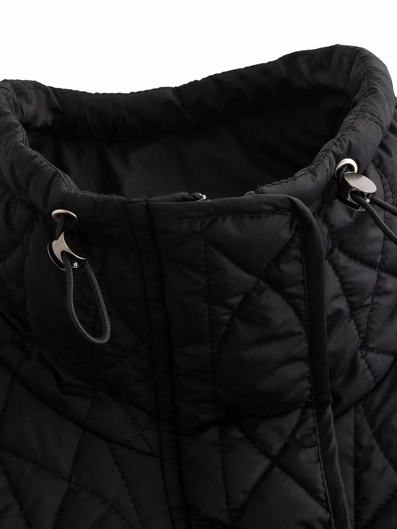 Women's Winter Jacket With Drawstring New Casual High Neck Zipper Pocket Woman Padded Jackets Chic Female Coats New Brand Hot