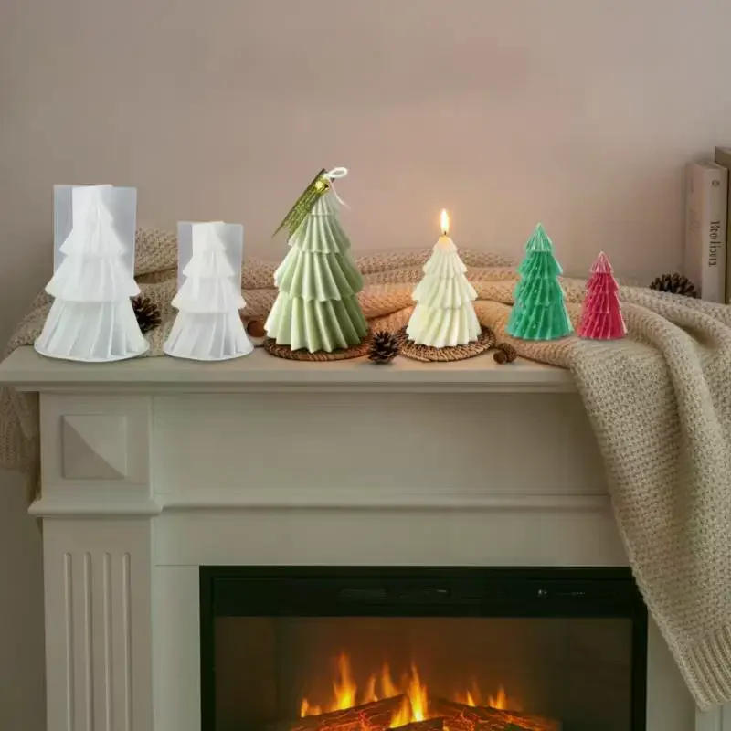 1PCS Christmas Tree Candle Silicone: Mold DIY Making Kit Handmade Soap Plaster Resin Baking Holiday Gift