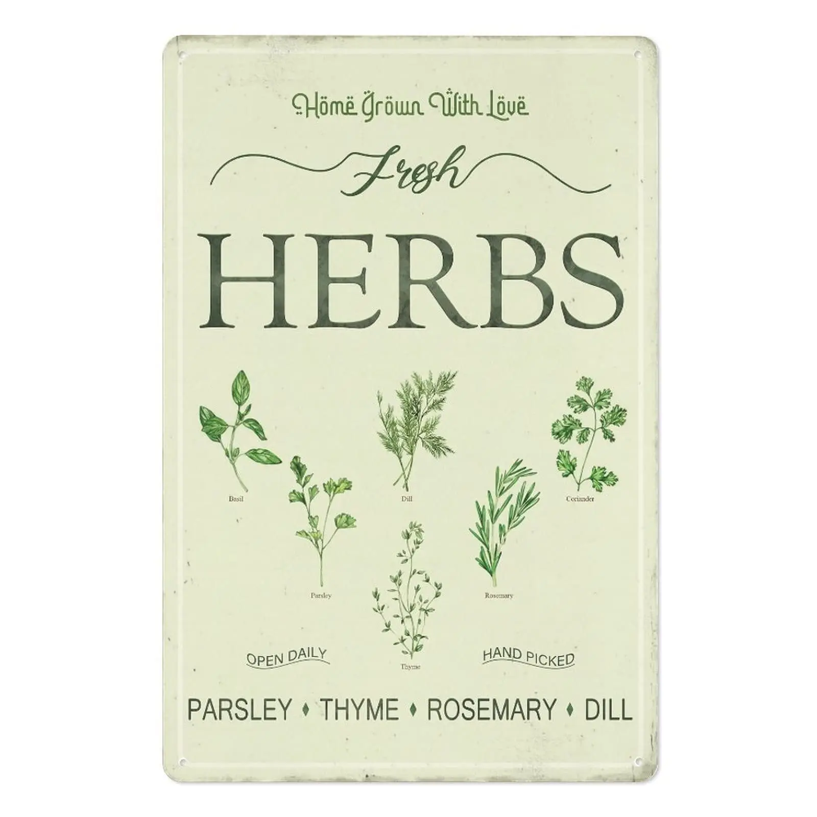 Garden Decor Fresh Herbs Parsley Thyme Rosemary Dill Home Grown With Love Iron Poster Painting Tin Sign Vintage Wall Decor  sign