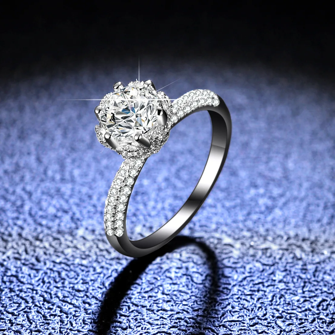 

18K Gold Set with D-color Moissanit Diamond Ring, Women's One Carat Variety of Ice Queen Platinum PT950 Diamond Jewelry