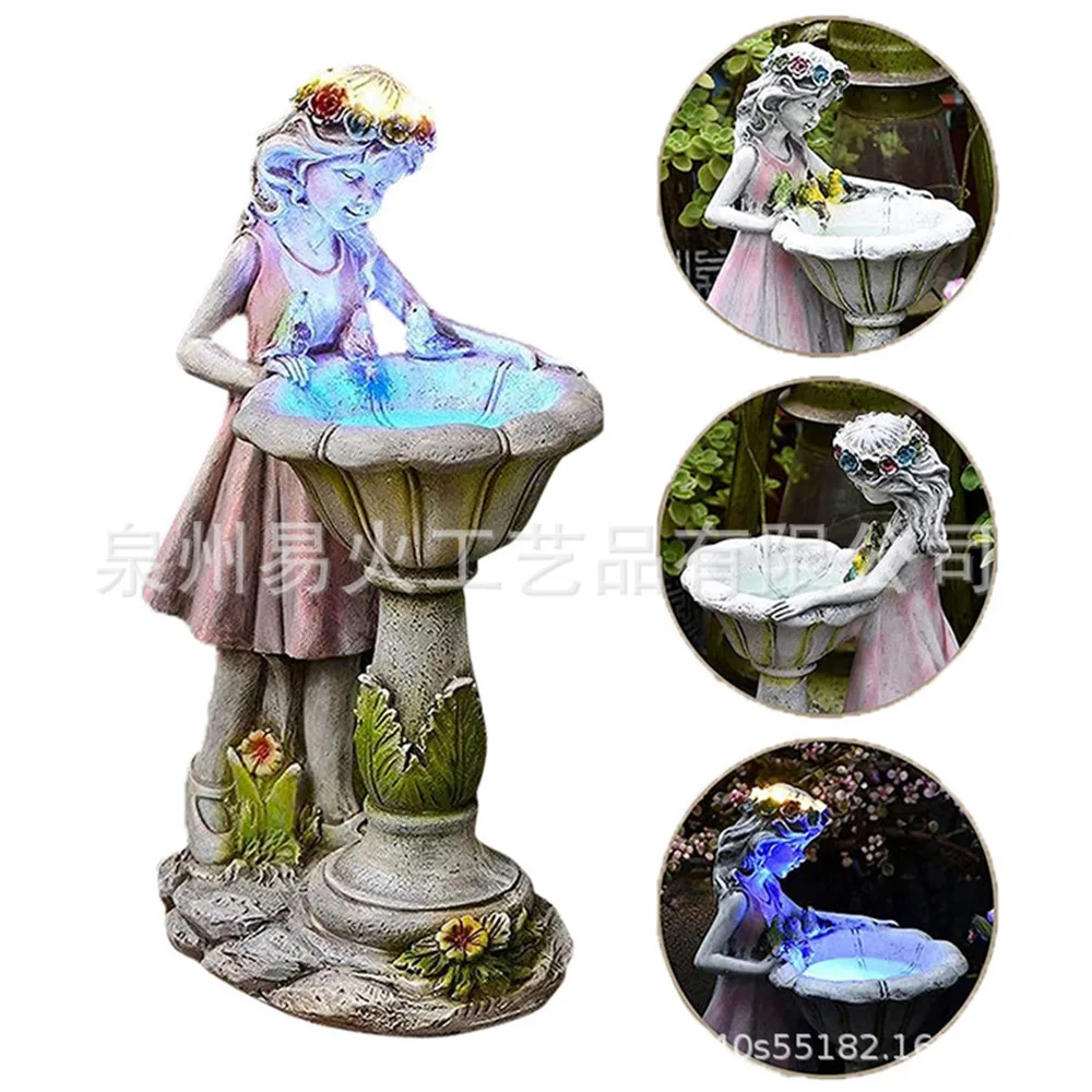 

Outdoor Solar Resin Garden Ornament Flower Fairy Angel Statue Courtyard sculpture decor courtyard landscape lights Party Home