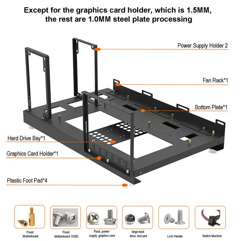 Imagem -03 - Mini Atx Matx Itx pc Test Bench Open Air Frame d iy Case Placa Gráfica Vertical Portátil Resfriamento a Água Clássico 120 w 240 w 360w