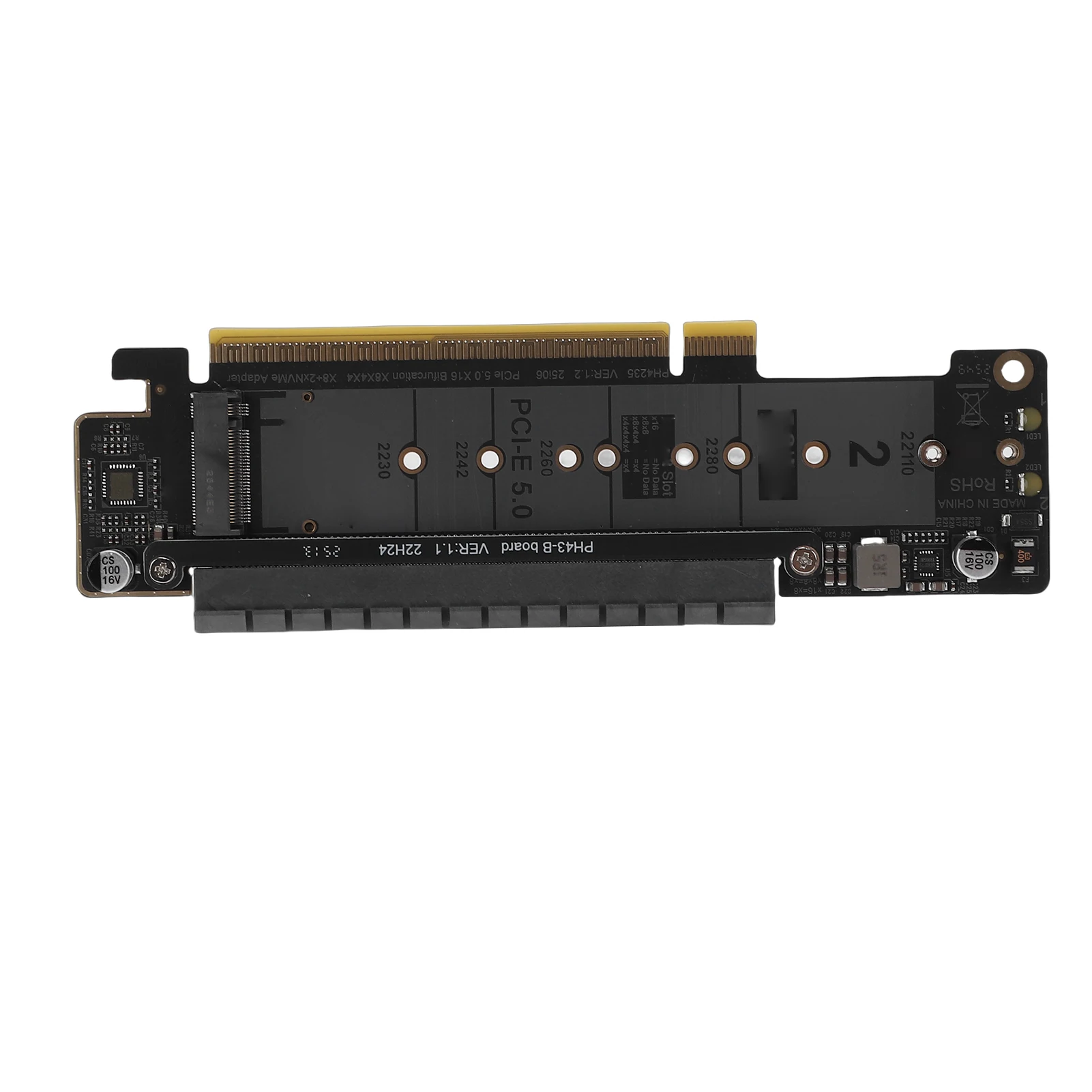 PCIe 5.0 X16 to Dual M.2 M Key Adapter Card Supports X8 X4 X4 Split for High Speed SSD Expansion M.2 PCIE NVMe Expansion Card