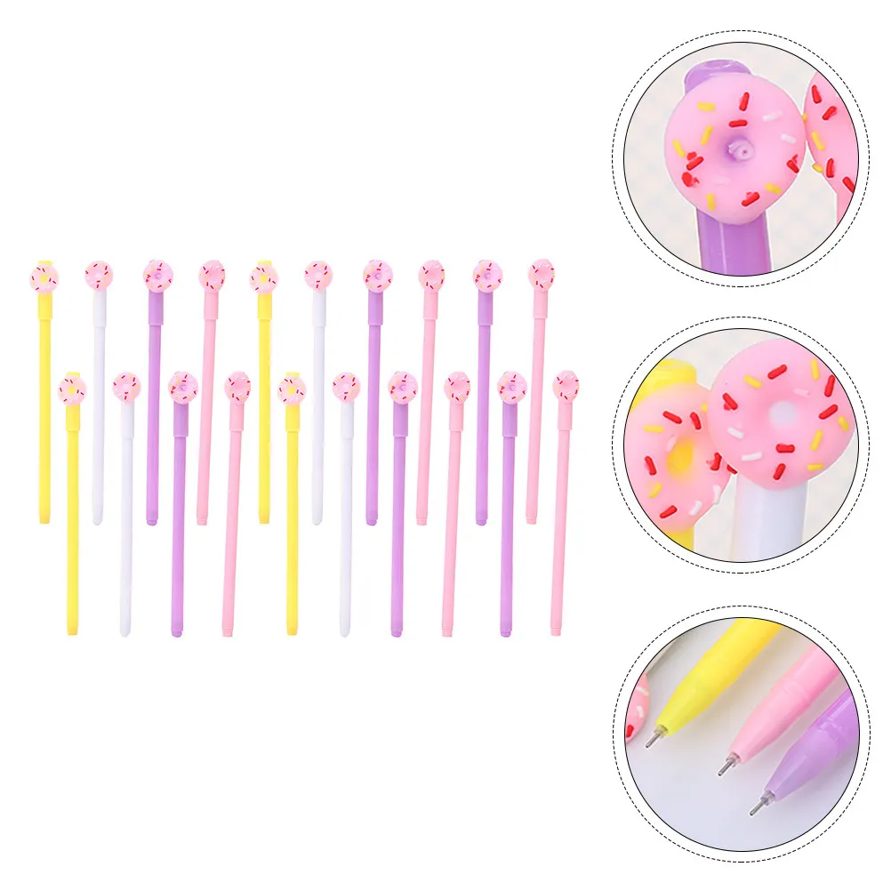 

20Pcs Creative Cartoon Gel Ink Pens Donut Silicone Plastic Material Smooth Writing Refillable Student Office Signature Neutral