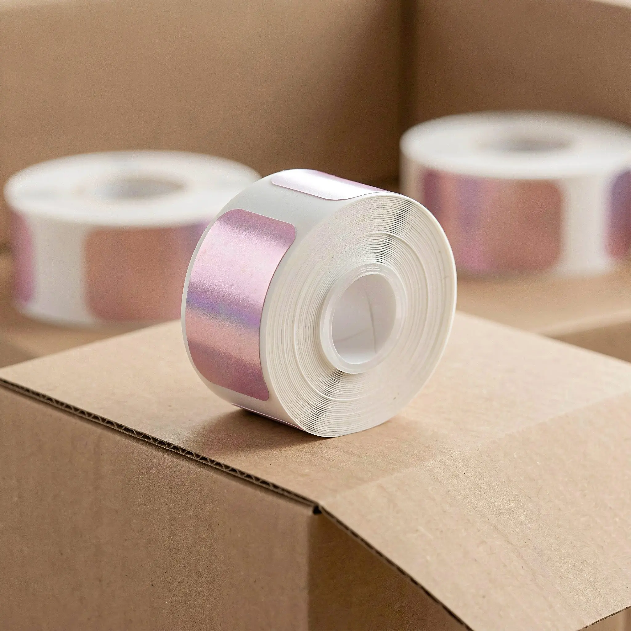 210Pcs/Roll Green Holographic Thermal Label Roll No Residue Labeling Stickers Portable Thermal Printer Paper for Small Business