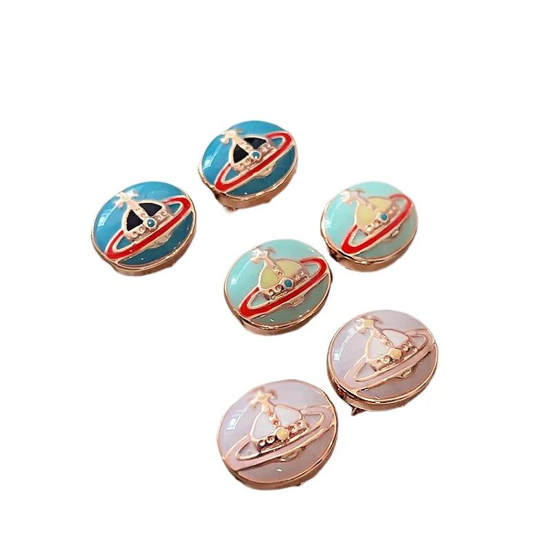 

Dopamine oval stud earrings niche design sense colorful enamel light luxury high sense earrings