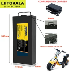 60V 20ah/30ah Waterproof Lithium Battery 16 strings 18650 high-power 2400W BMS for Electric motorcycle Scooter Bicycle duty-free