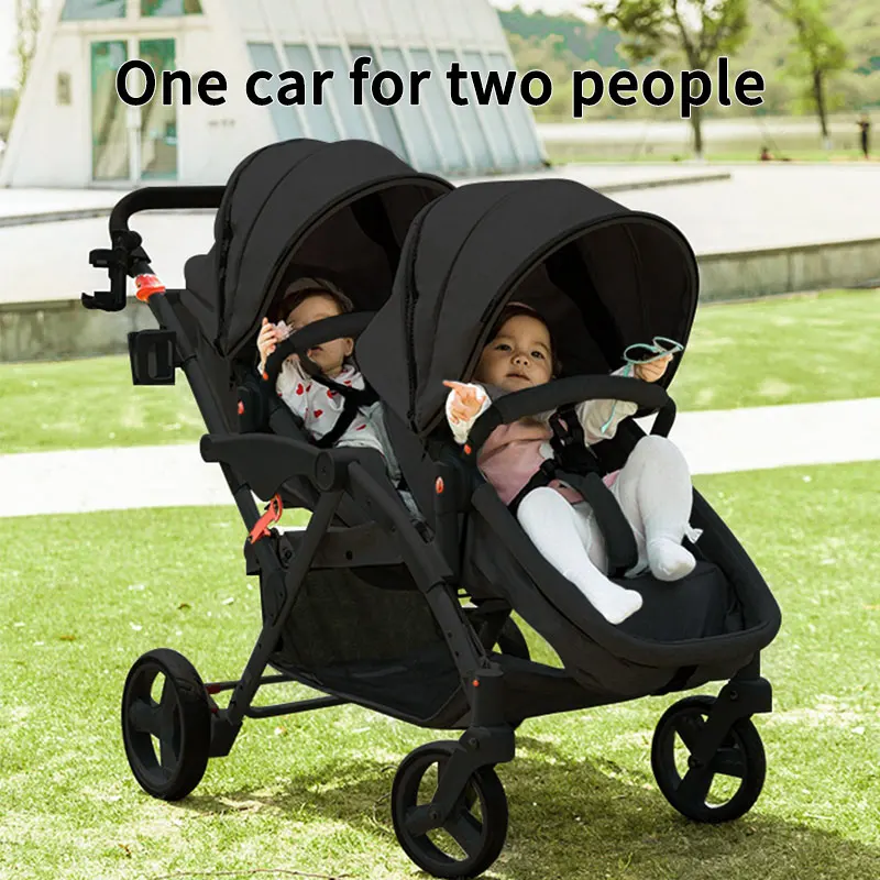 Hot Sale  Black Baby Trolley, Children Twins Pushchair, Customized  Poussette Bebe/