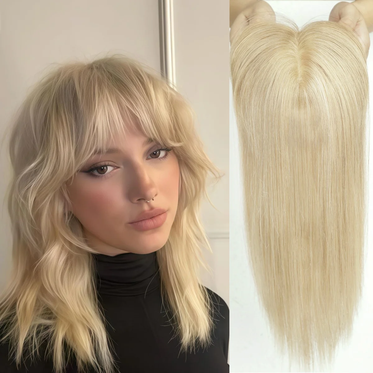 

Накладки из человеческих волос Remy, 10 дюймов, светло-русый шелковый зажим на основании для женщин с истонченными волосами, натуральный топпер для наращивания волос