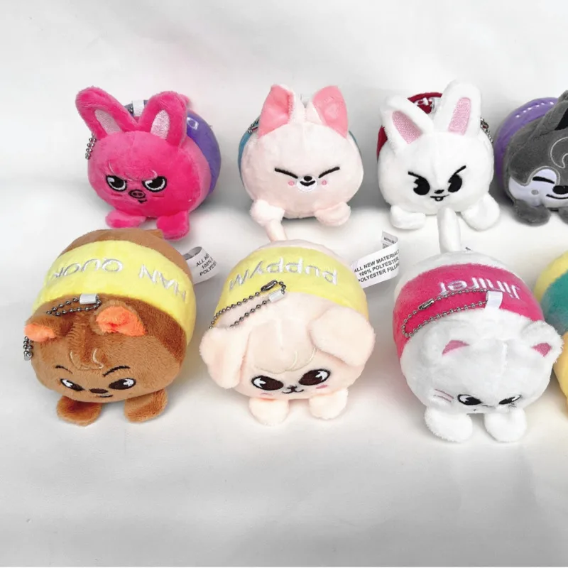 

Cute Embroidered Animal Keychain Pendant PP Cotton Filled Mini Pendant Creative Birthday Gifts 10CM Cylindrical Cartoon Pendant