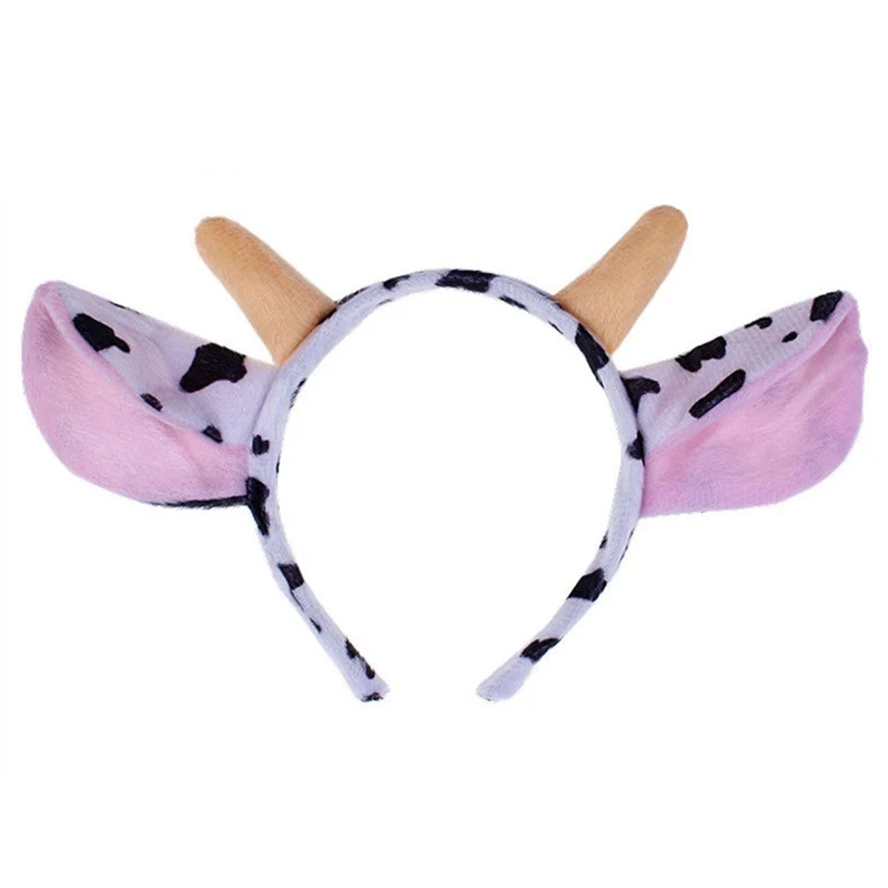 Girls Cute Cow Giraffe Elephant Monkey Headband Kawaii Soft Cat Bear Tiger Panda Ears Headpiece Performance Birthday Party Wear