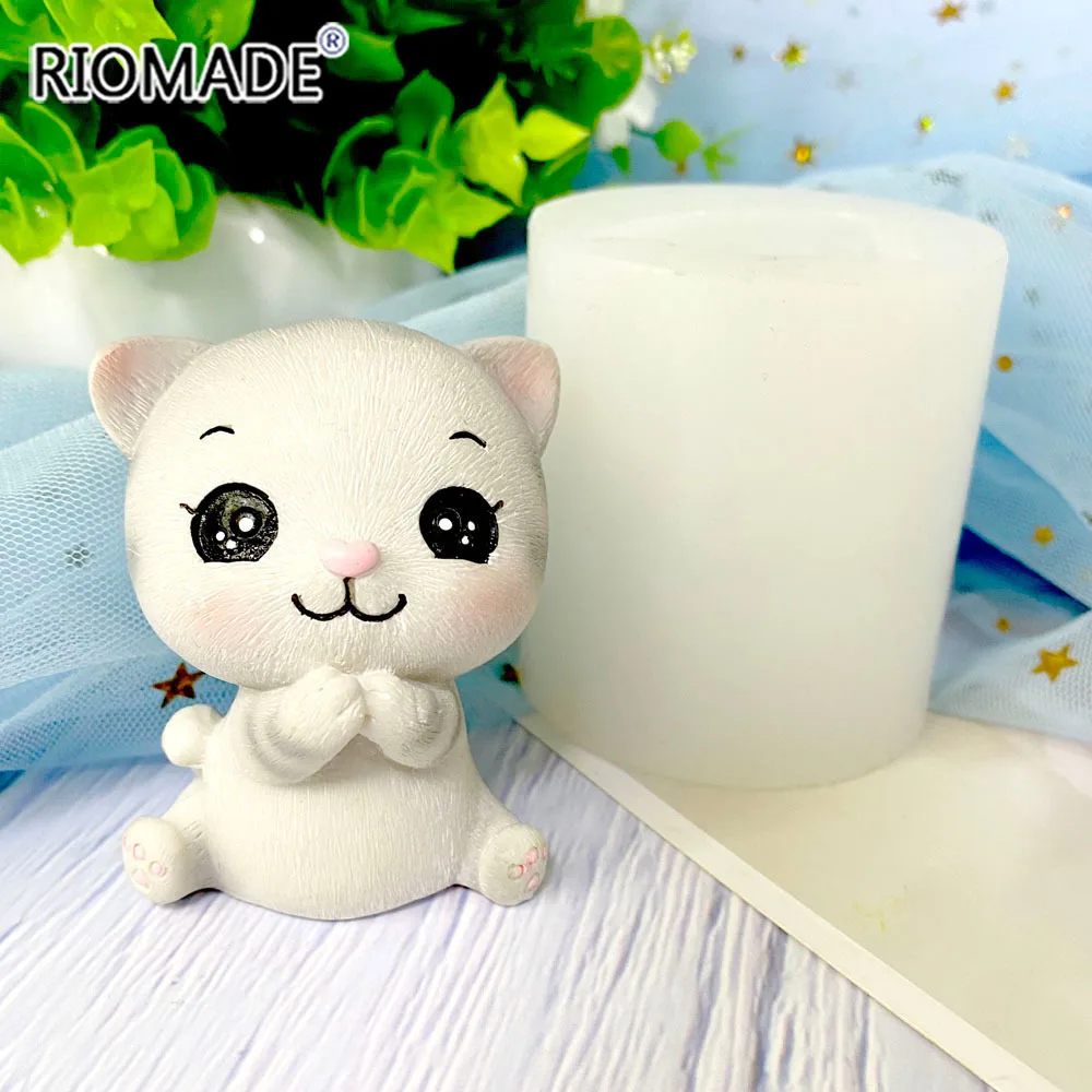 3D Lovley Small Cat Candle Mold Soap Craft Resin Clay Molds Candy Chocolate Gumpaste Mould Cake Decorating Tools S0690XM