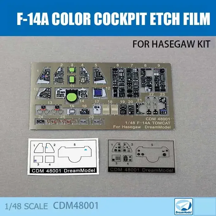 Dream Model Color cockpit etching film  F-14A F-15C J-11 F-16CJ E/A-18G 1/48scale