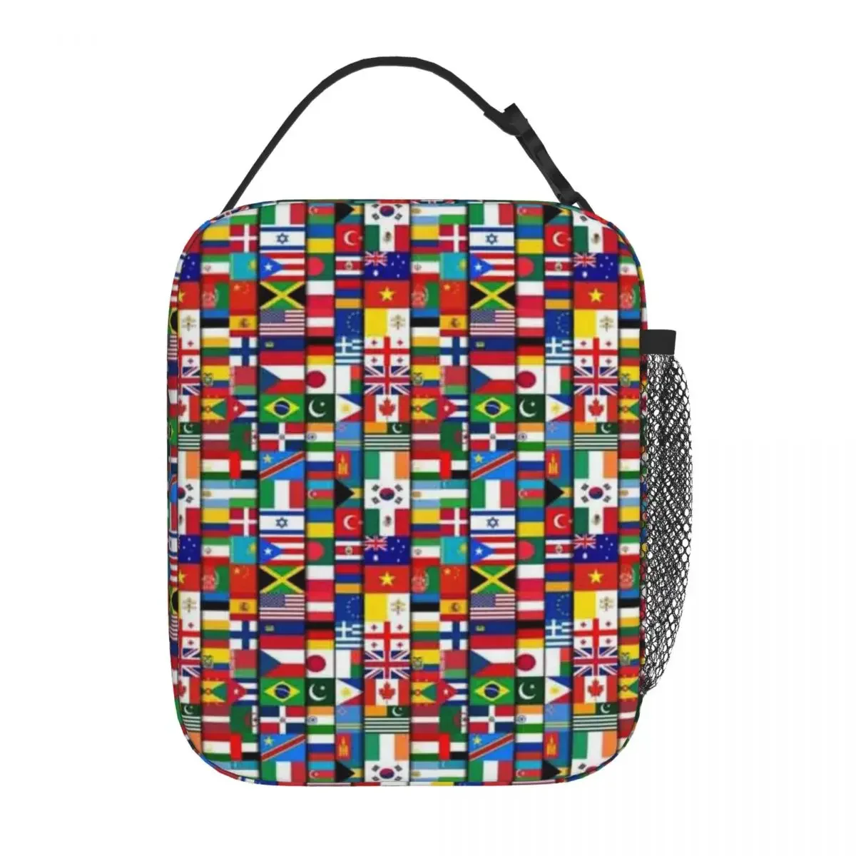 Bestselling 60 Flags Of The Countries Of The World International Gift Striped Thermal Tote Family Outing Portable Lunch Bag
