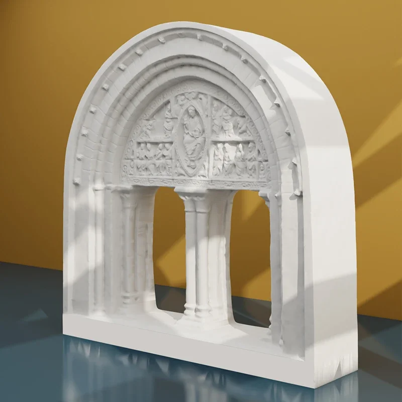 Plaster Replica of Saint-Pierre Church Door Shallow Relief 3D Decorative Art Ornament