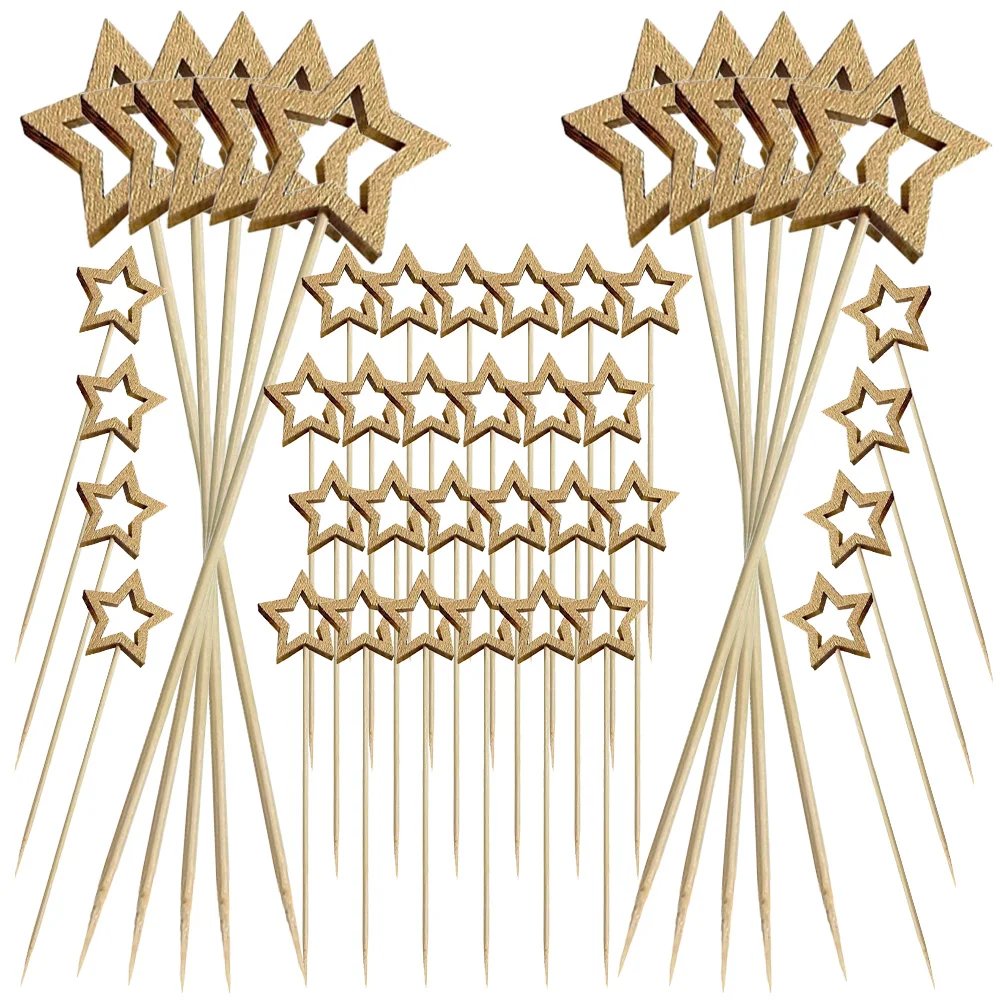 100 قطعة من أعواد طعام عيد الميلاد خمسة أعواد كوكتيل من الخيزران للمقبلات والحلويات والفواكه ومستلزمات الحفلات وعصي الوجبات الخفيفة #4