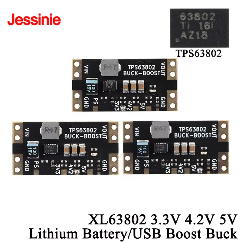 5pcs/1pc XL63802 Lithium Battery USB Automatic Voltage Regulator Step Up Down Power Module TPS63802 Boost Buck Board Low Ripple