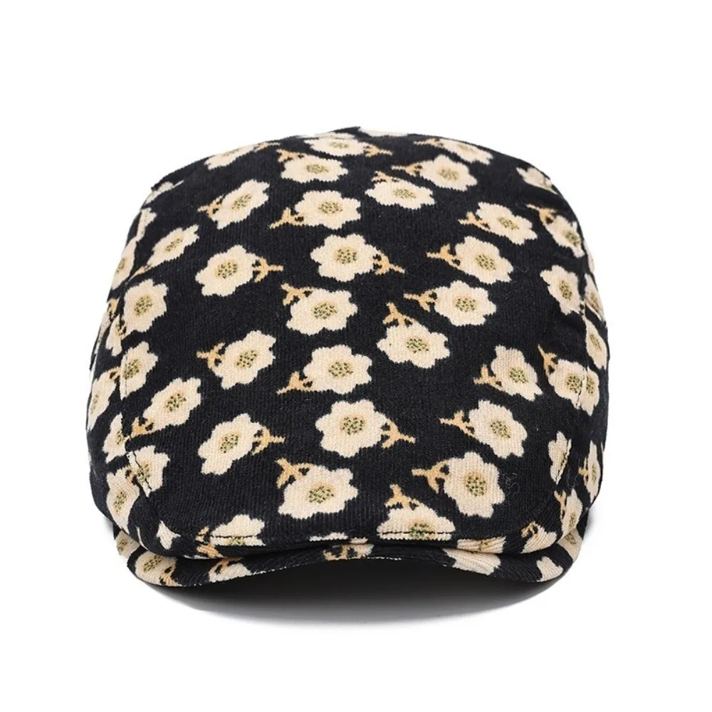 New Retro Floral Beret Hat Fishing Casual Adjustable Ivy Flat Cap Outdoor Autumn Winter Baseball Cap Men Women