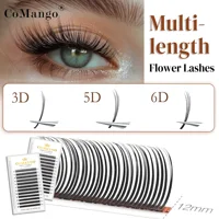 CoMango C/D/LC/LU 3D/5D/6D Flora Fairy Eyelash Extensions Wispy Spikes Eyelash Easy Fans Flowering Lash Natural Black Eyelash