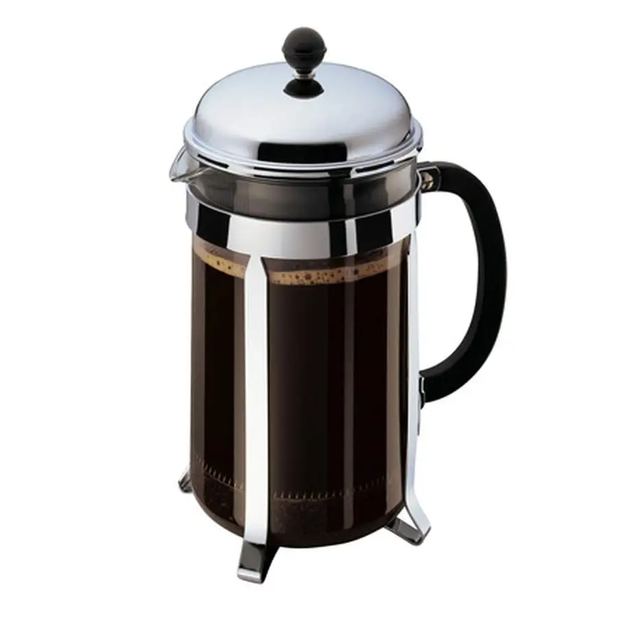 

51oz Chambord French Press Coffee Maker, HighHeat Borosilicate Glass, Polished Stainless Steel Made in Portugal