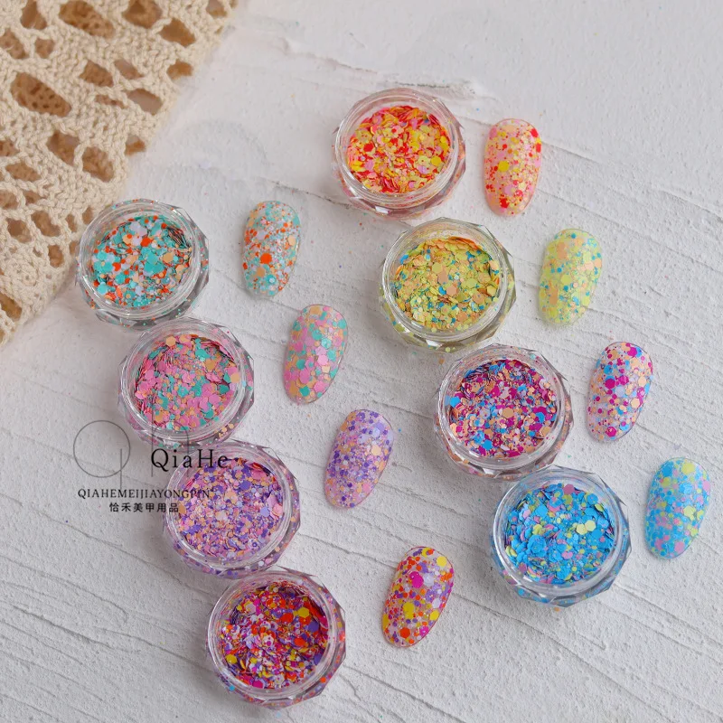 1Pc Estate Nail Art Glitter Fiocchi Misti Esagono Neon Colore Glitter Paillettes Paillette Per Gel Polish Manicure Unghie Forniture