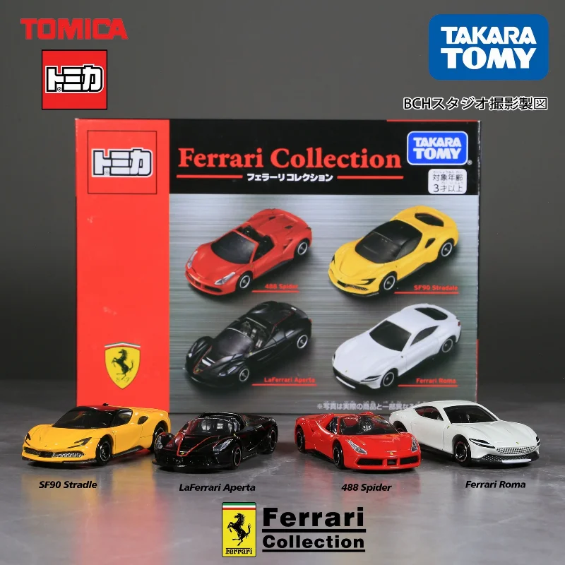 Genuine TOMY Tomica Ferrari Roma SF90 LaFerrari Supercar Model Alloy Die‑cast Car Model Gift