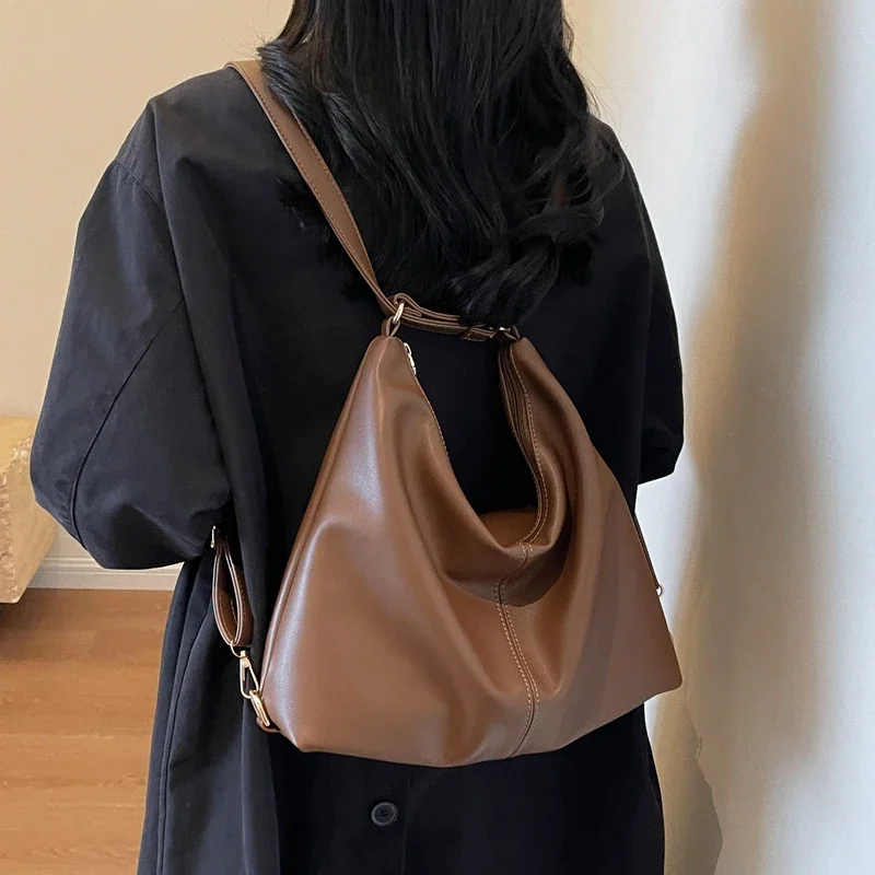 MOODS Shoulder Bags And Backpack Dual-use For Women Soft PU Leather Large Capacity Shopper Totes 2023 Winter New Luxury Handbags