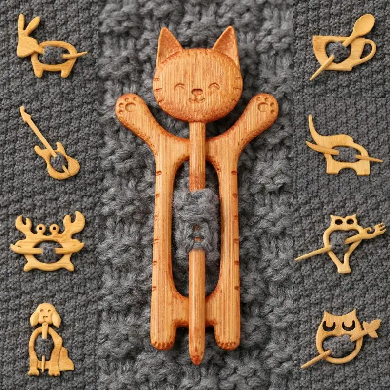 الرجعية مظلة الرقص أصبع بروش خشبي مابل ليف الأرنب الحيوان سترة دبوس شجرة عيد الميلاد الطيور كيتي وشاح مشبك فتاة #4