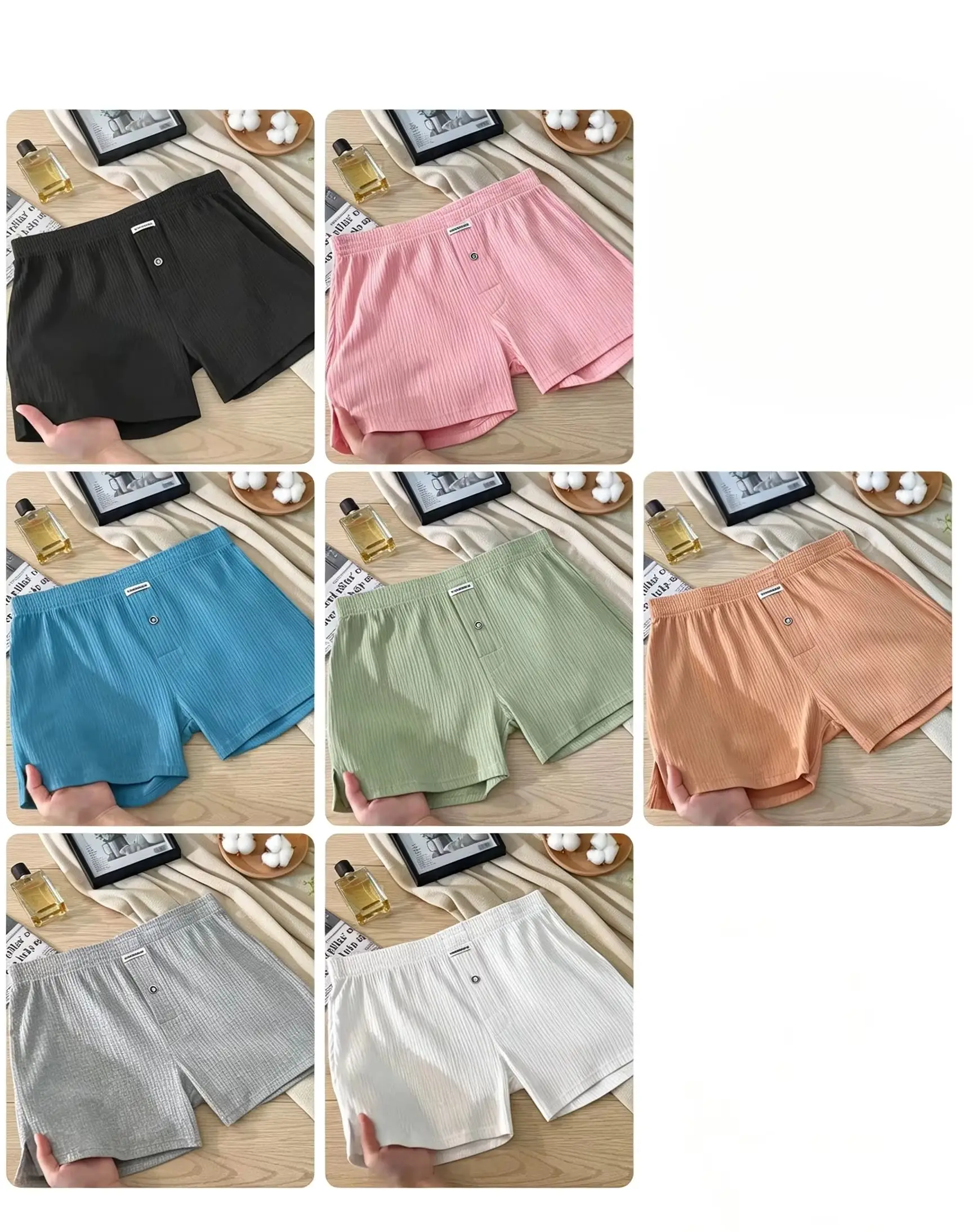 Men's Loose Boxer Shorts Front Button Casual Home Lounge Shorts, Breathable Wide Leg Sleep Shorts, Random single pack