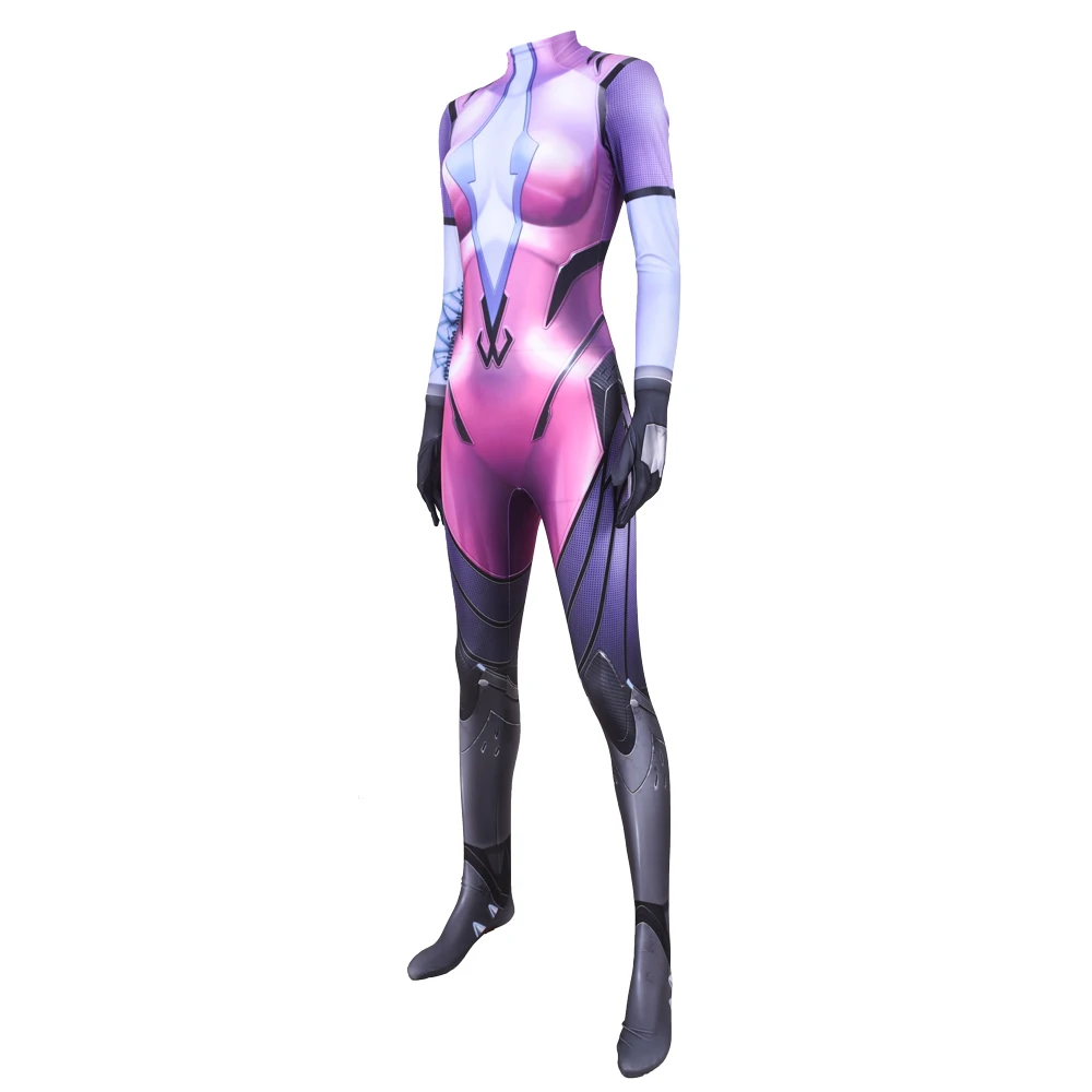 Feminino halloween widowmaker cosplay traje dva feminino meninas terno super-herói zentai bodysuit adultos/crianças