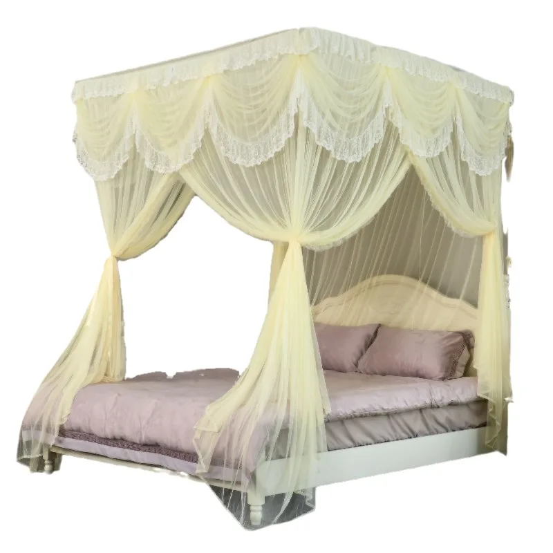 Three-Door Telescopic Lift, Stainless Steel Bracket, Luxury Princess Floor-Standing  Curtain, Silk Curtain, Palace Mosquito Net