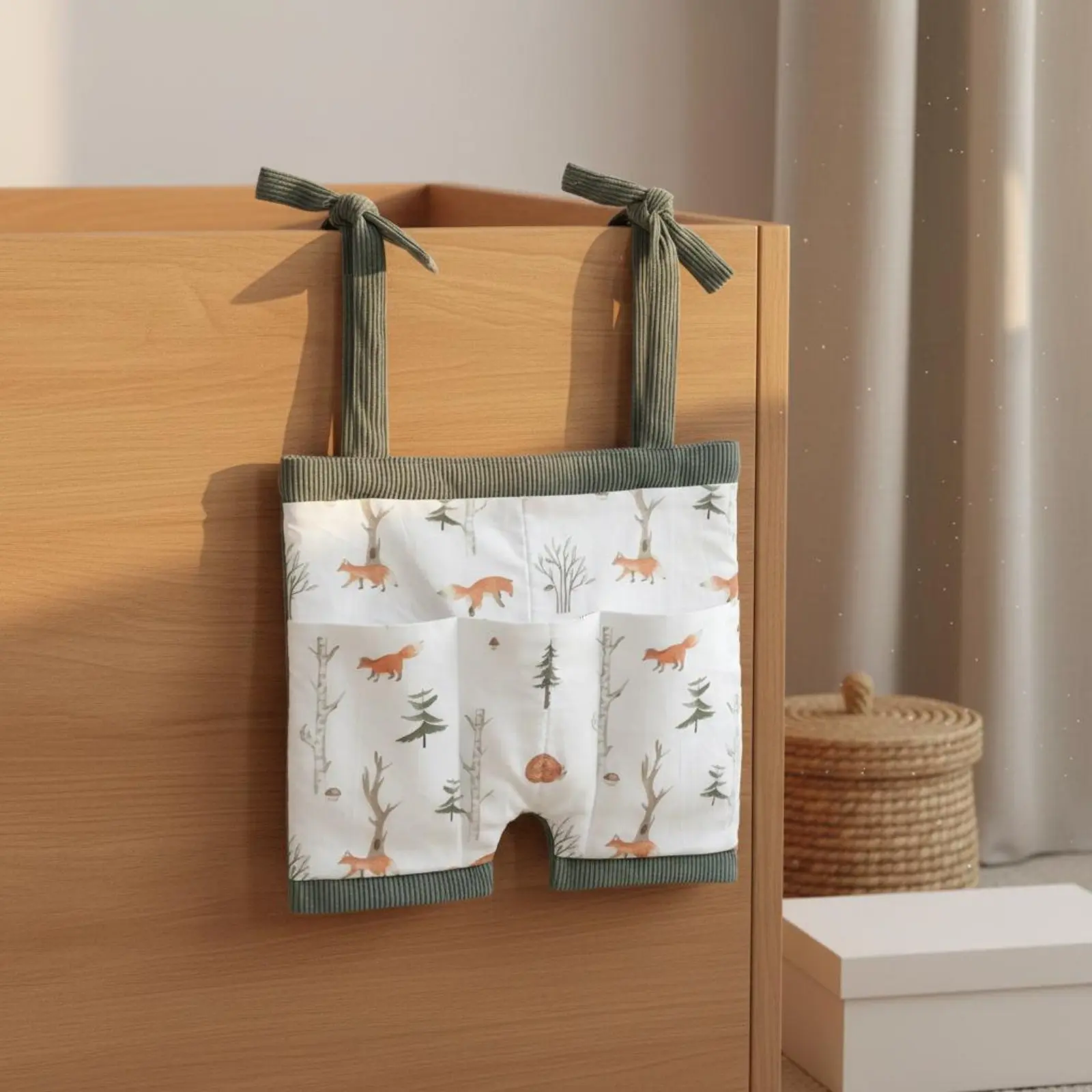 

Crib Hanging Organizer Space Saving Baby Bedside Organizer Crib Rail Storage Pocket Quick Reach Baby Bed Hanging Basket