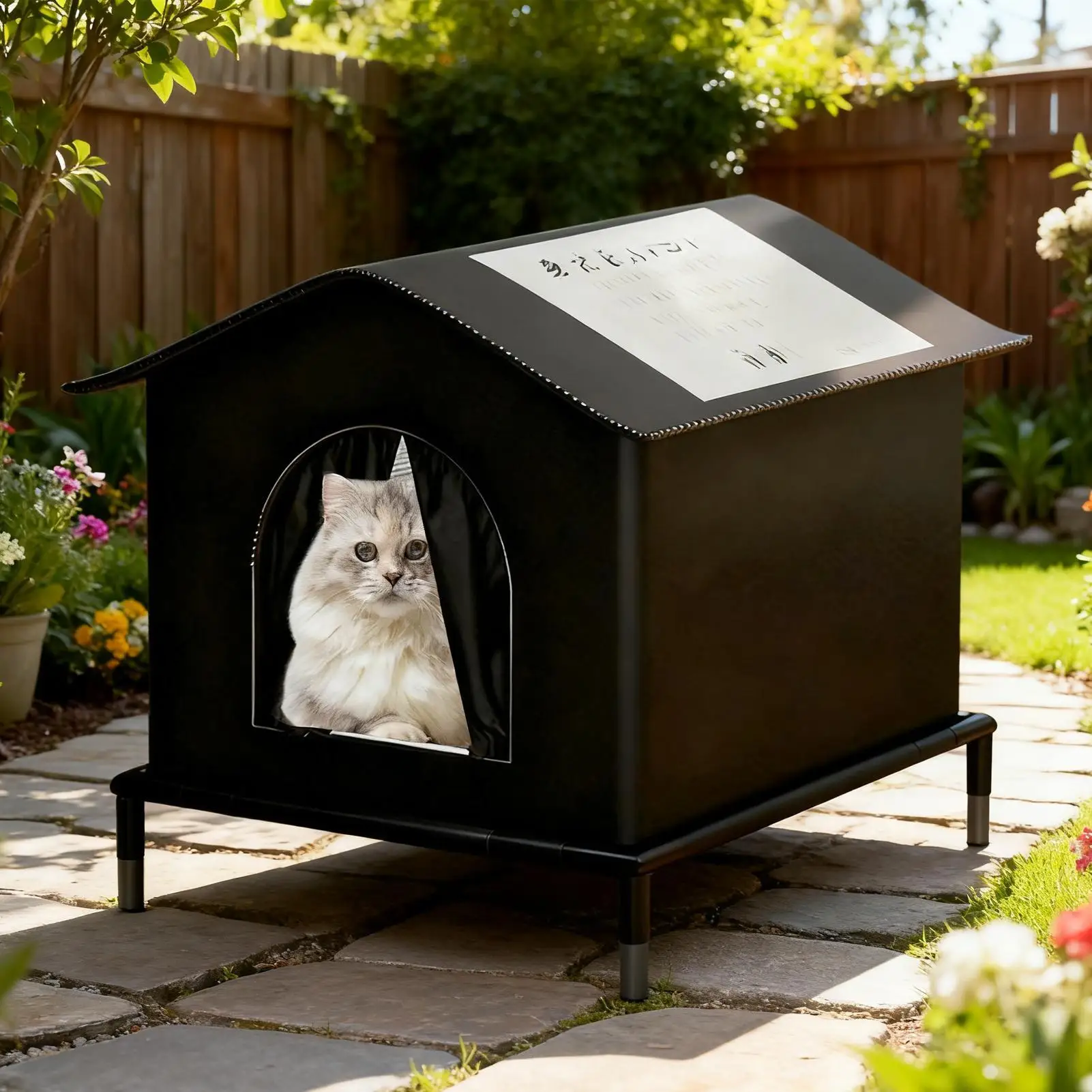 Außen-Katzenhaus, wetterfest, erhöhter Schutz mit abnehmbarem Kissen, isoliertes Katzenhaus, Haustierbett, Nest für Kätzchen, kleine Hunde
