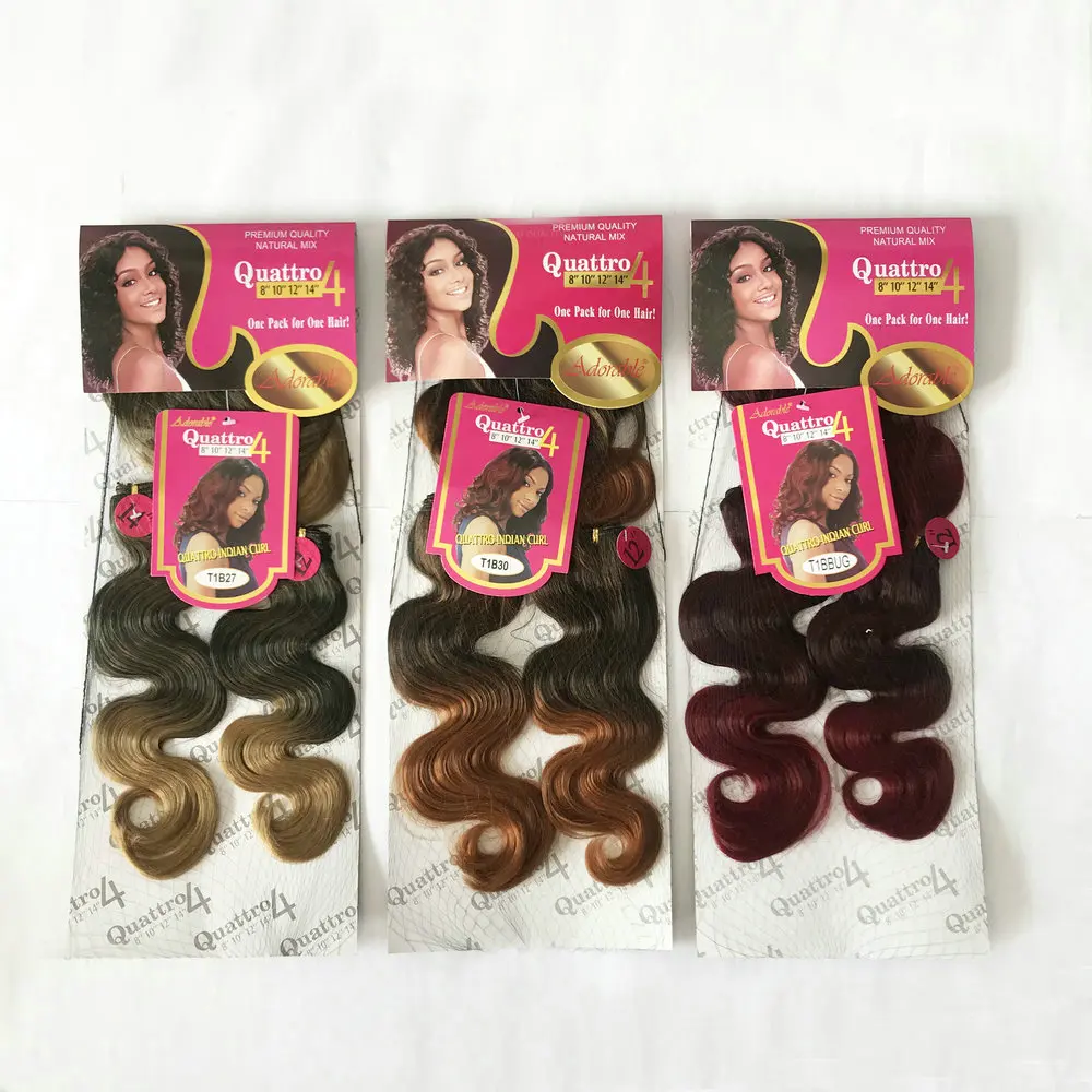 Rambut sintetis menggemaskan tubuh gelombang 10 "-14" beberapa potongan rambut bahan ekstensi serat suhu tinggi tubuh gelombang 6pcs