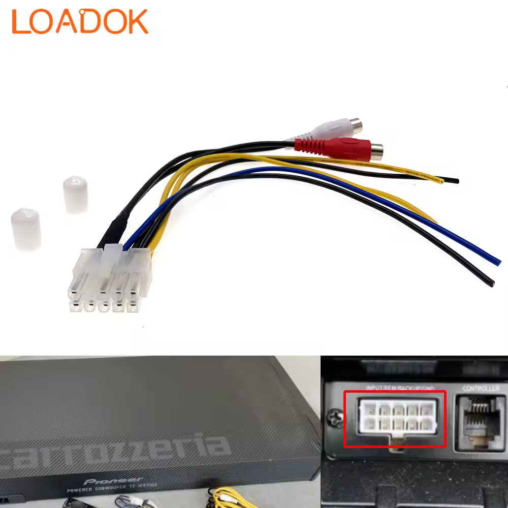 10 Pin Car Stereo Power Amplifier Harness Subwoofer RCA For Pioneer Carrozzeria TS-WX70DA TS-WX610A TS-WX710A TS-WX77A WX88A