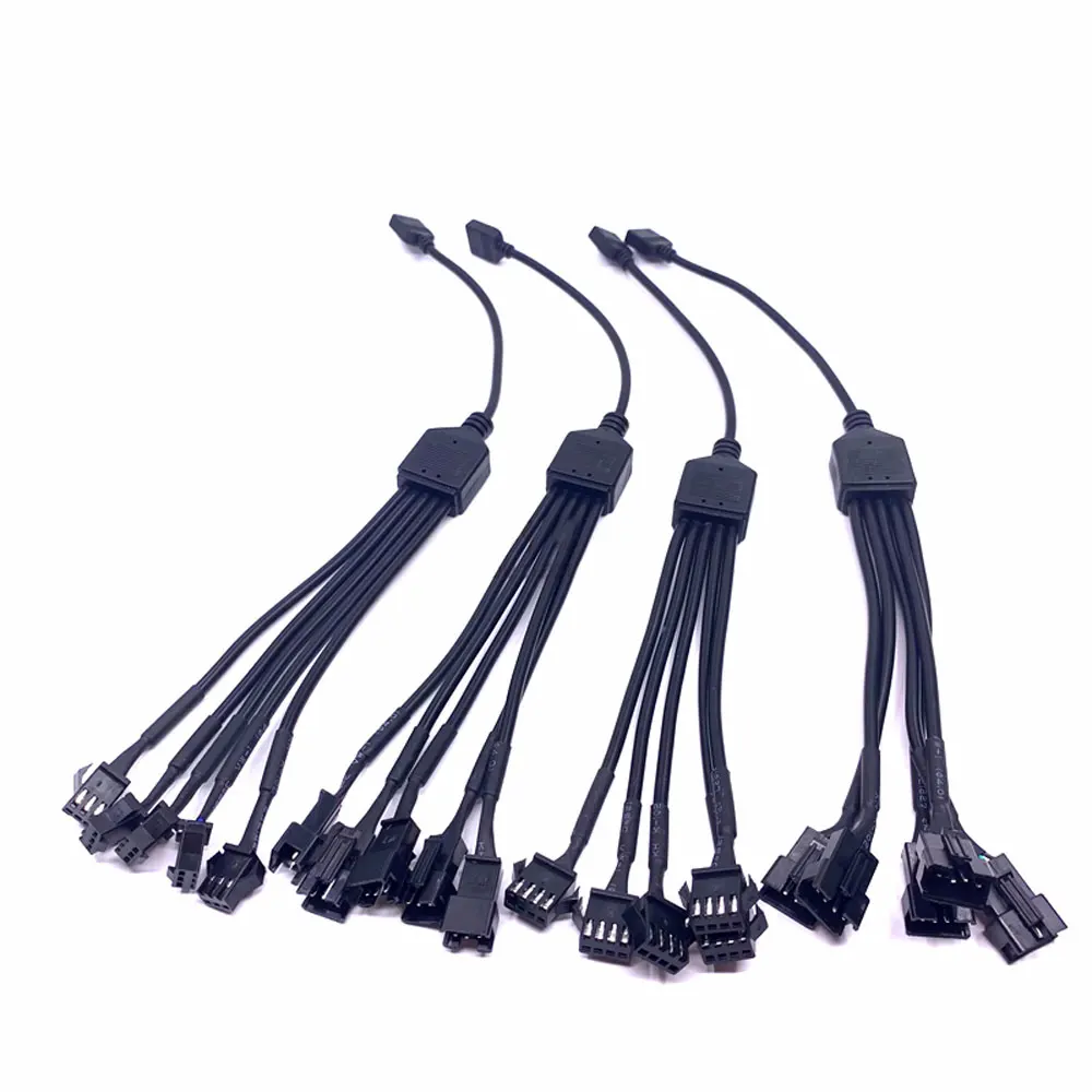 RGB 5V 3Pin 12V 4Pin 1 to 1/2/3/4/5 SM 2.54MM 3P 4Pin Male Female PC Motherboard AURA Fan LED Stripe Light Control Adapter Cable