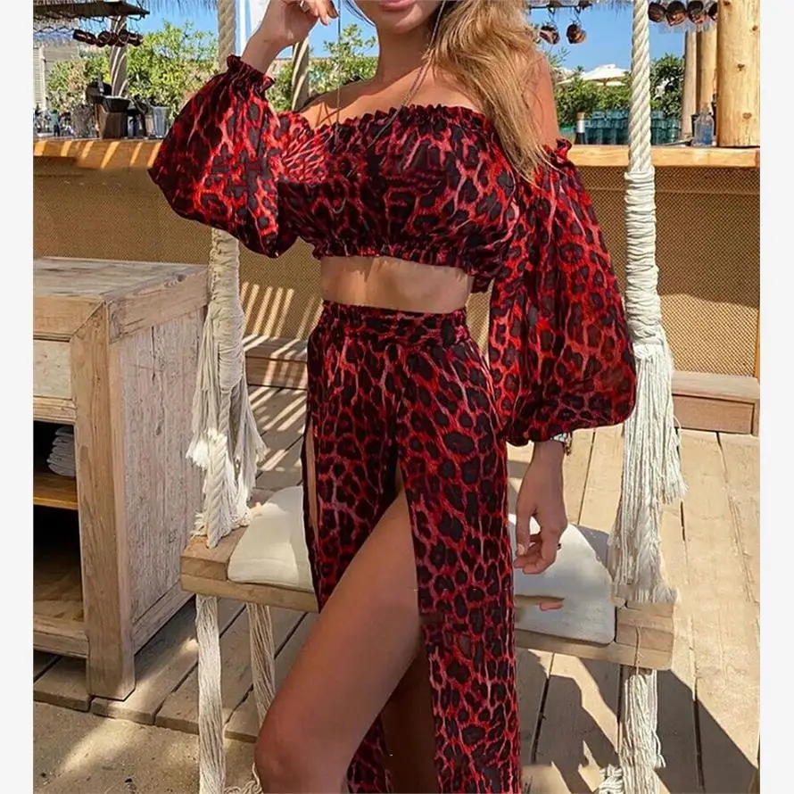 مجموعة من قطعتين شفافة وجذابة لعطلات الشاطئ، فستان تغطية جذاب لشاطئ البحر، ملابس صيفية عصرية للنساء