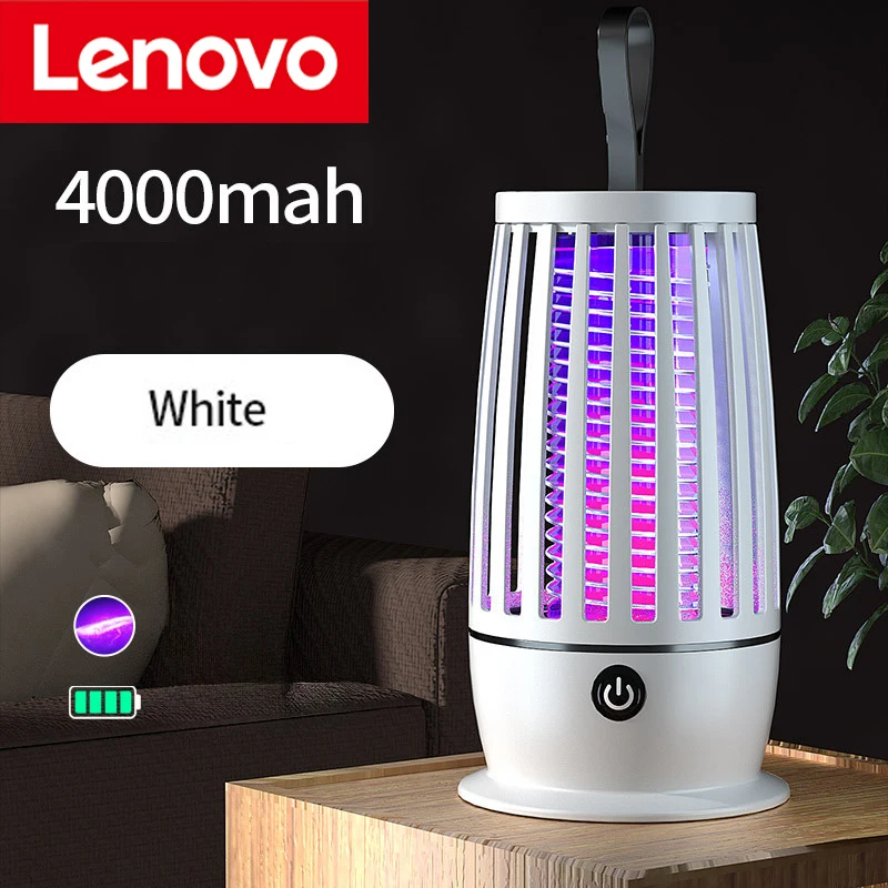 Lâmpada LED Elétrica para Matar Mosquitos Lenovo, Armadilha para Insetos, Recarregável por USB, Silenciosa, Anti-Mosquitos, para Uso Interno e Externo