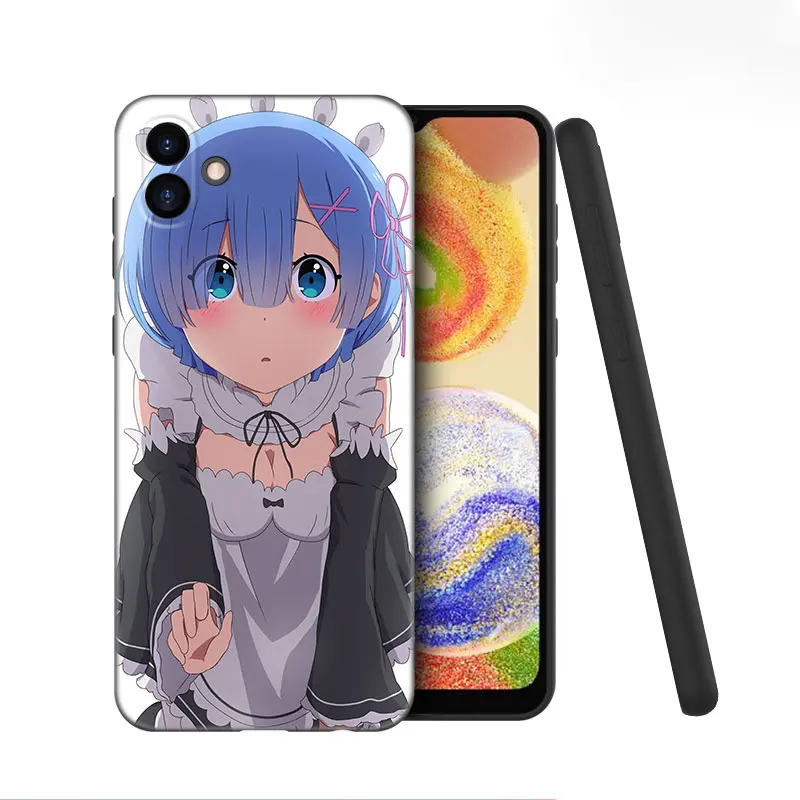 Anime Cute REM Phone Case For Samsung Galaxy A01 A03 Core A04 E A02 A05 A10 A20 A21 A30 A50 S A6 A8 Plus A7 2018 Black Cover image 3