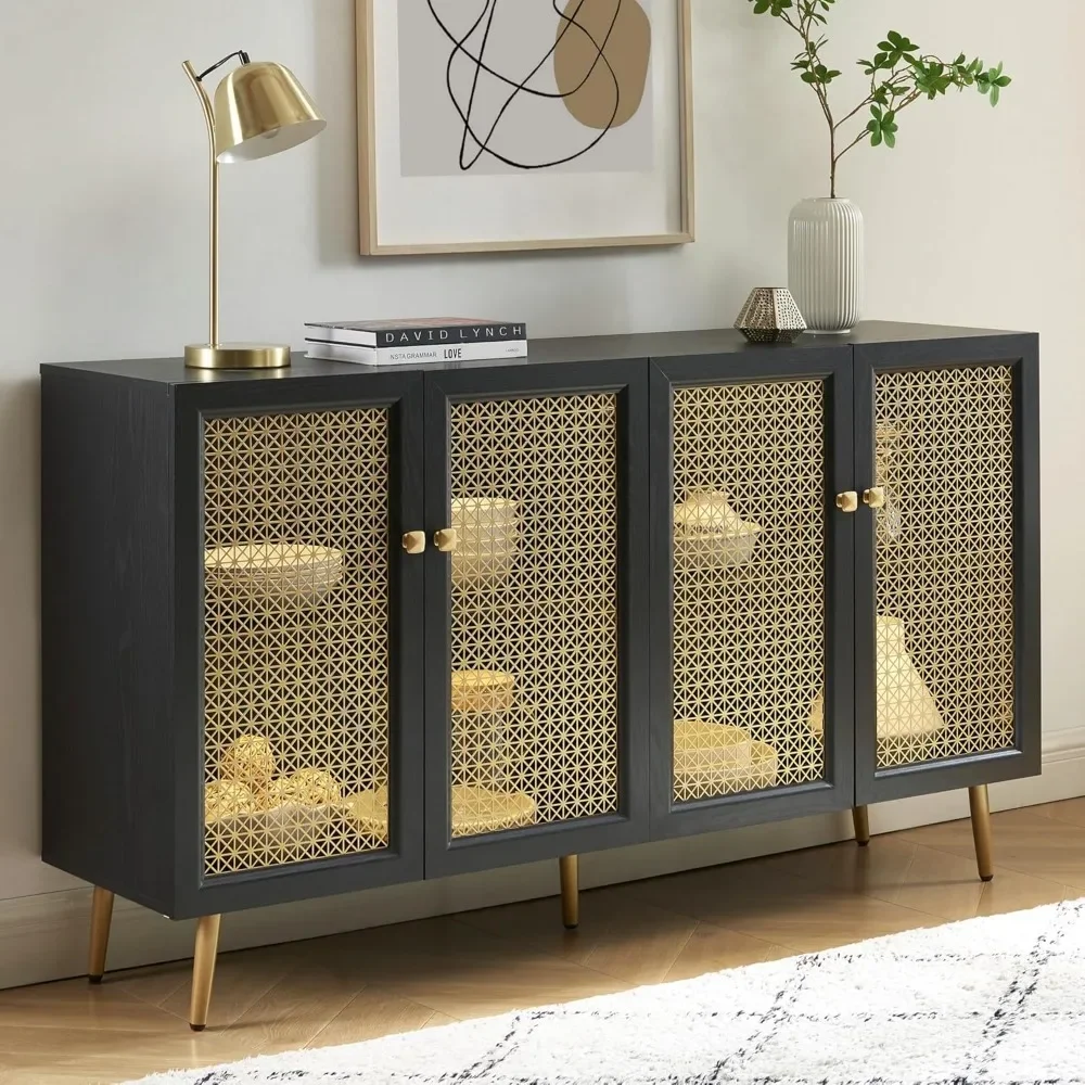 

Kitchen Cabinets Sideboard Large Buffet with LED Light Multifunctional Accent Cabinet Pantry Furniture