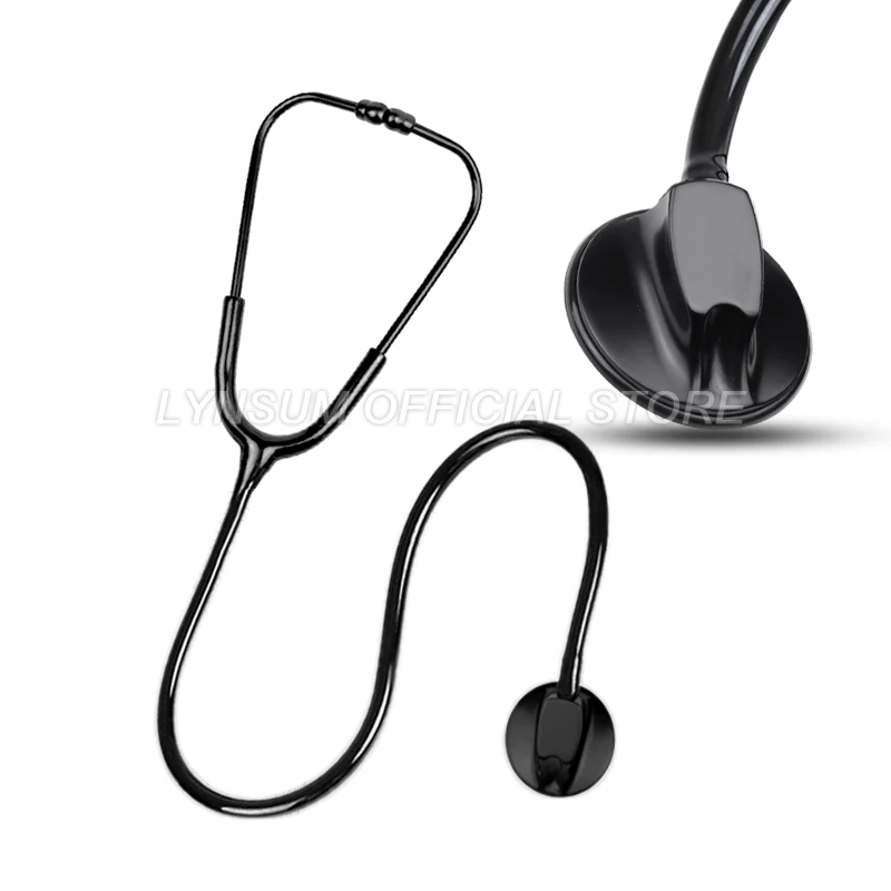 All Black Medical Cardiology Doctor Estetoscopio Professional Medical Heart Stethoscope Nurse Student Medical Equipment Device