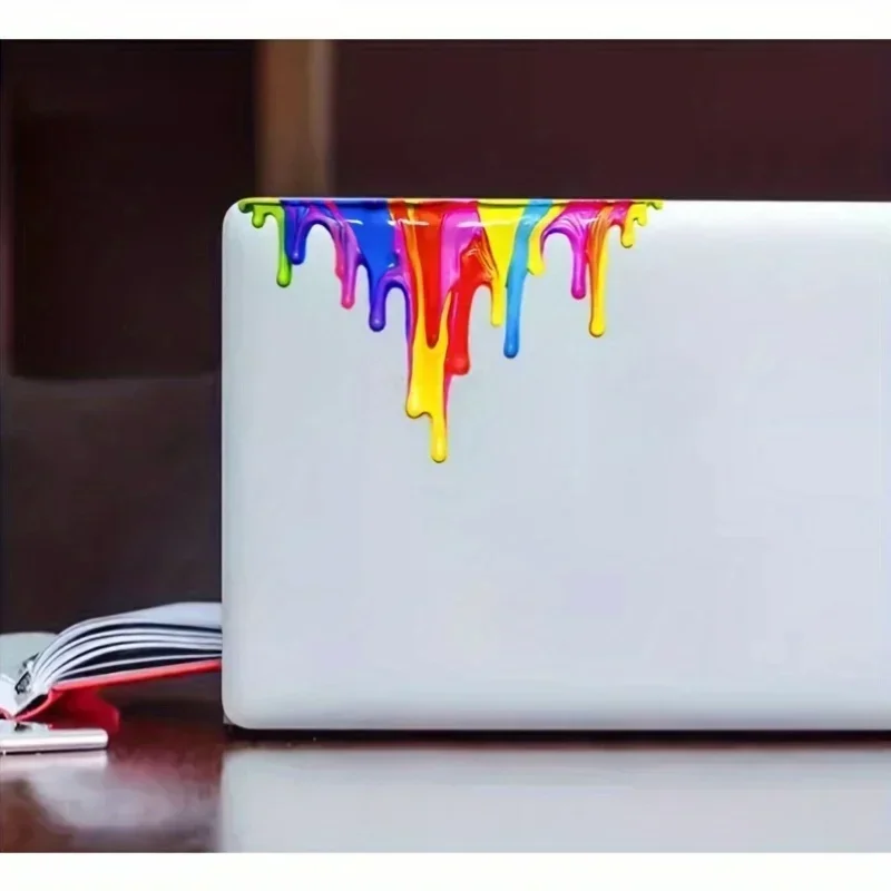 1PC 레인보우 드립 디자인 자동차 오토바이 스티커, 트렌디한 데칼, 눈에 띄는 차량용 창의적인 스티커