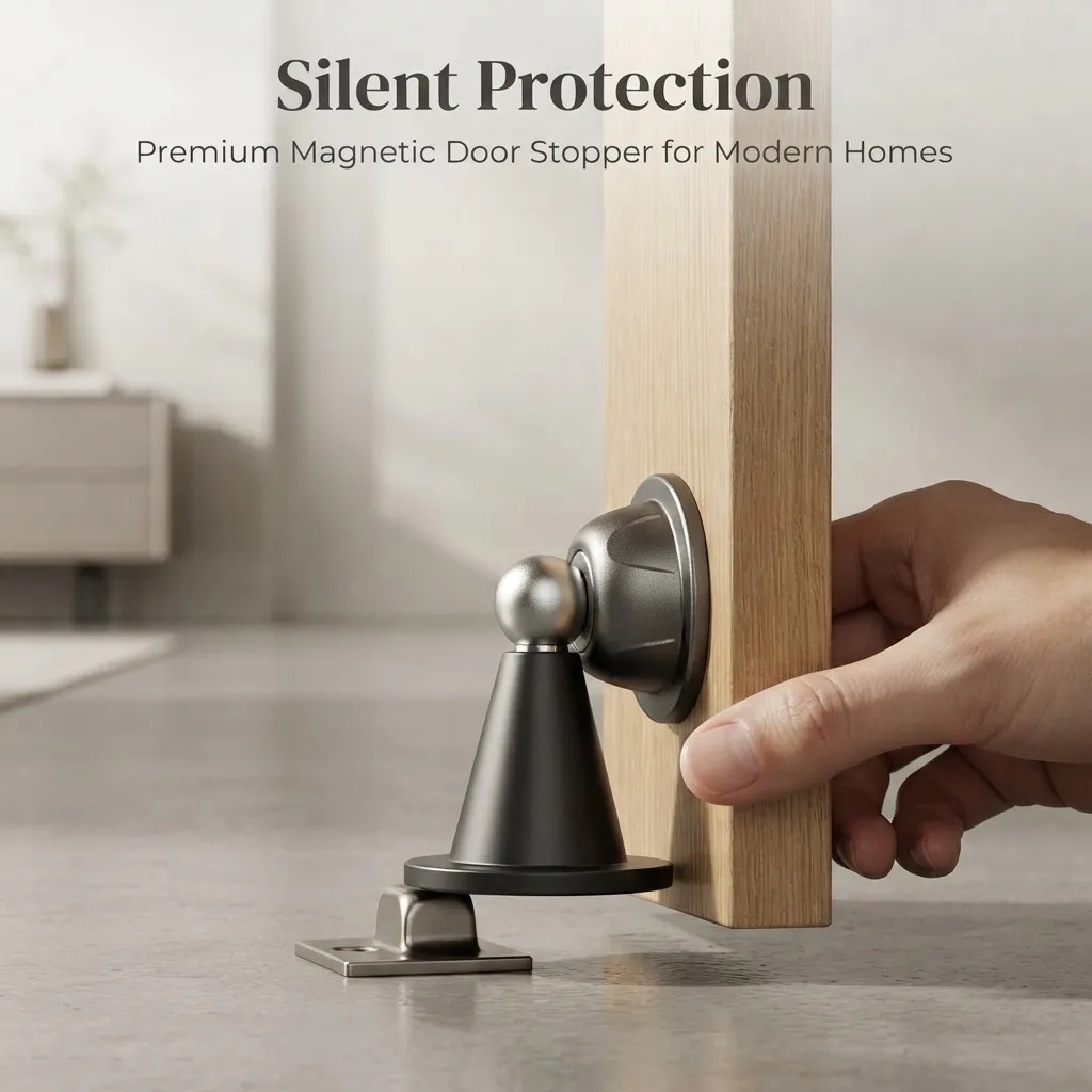 Drill‑Free Magnetic Door Stopper for Household Use, Strong‑Magnet Silicone Silent Anti‑Collision Door Catch for Indoor Bathroom