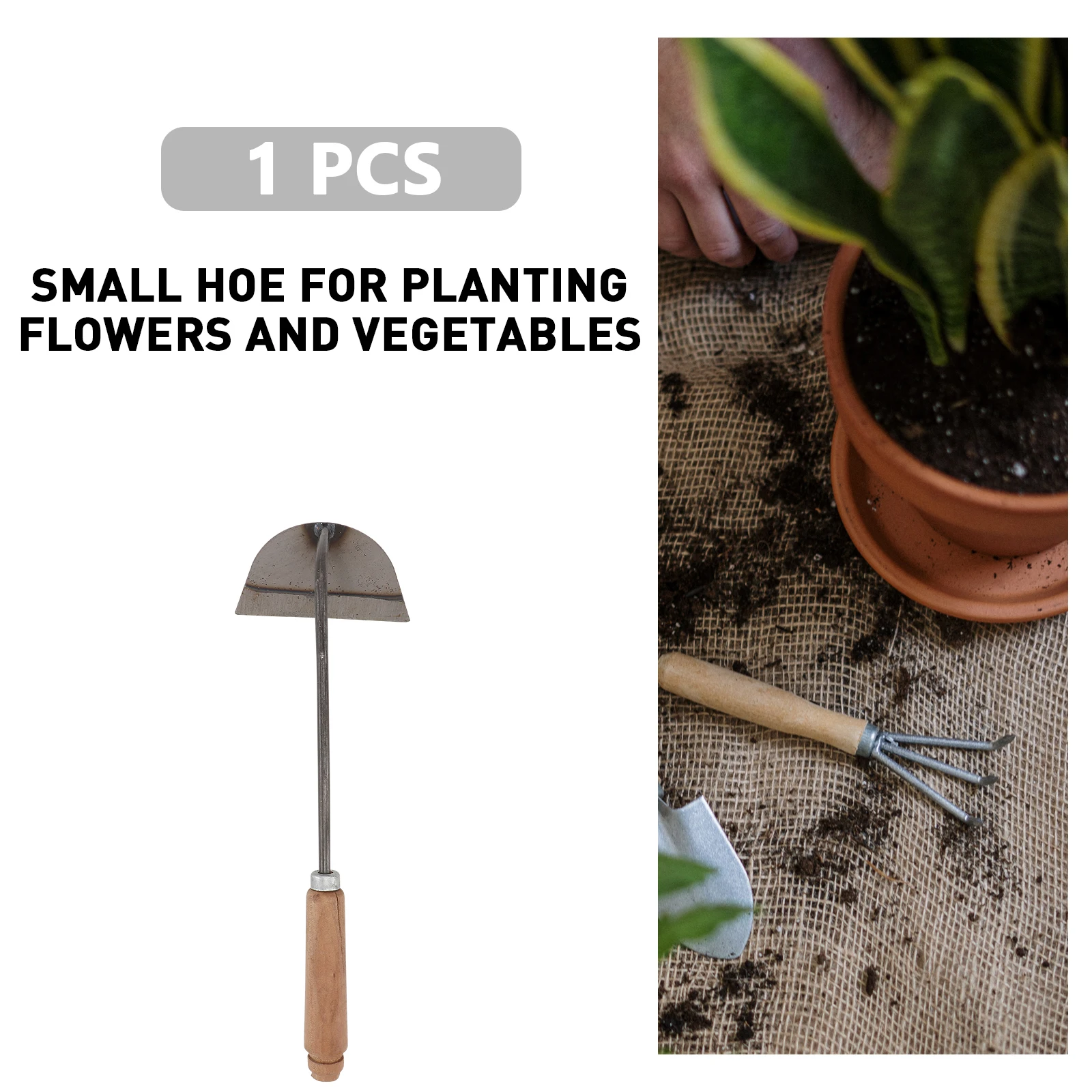 

All Steel Portable Garden Handheld Hoe Small Forged Steel Shovel Spade Ergonomic Wooden Handle Weeder Planting Tool Lightweight