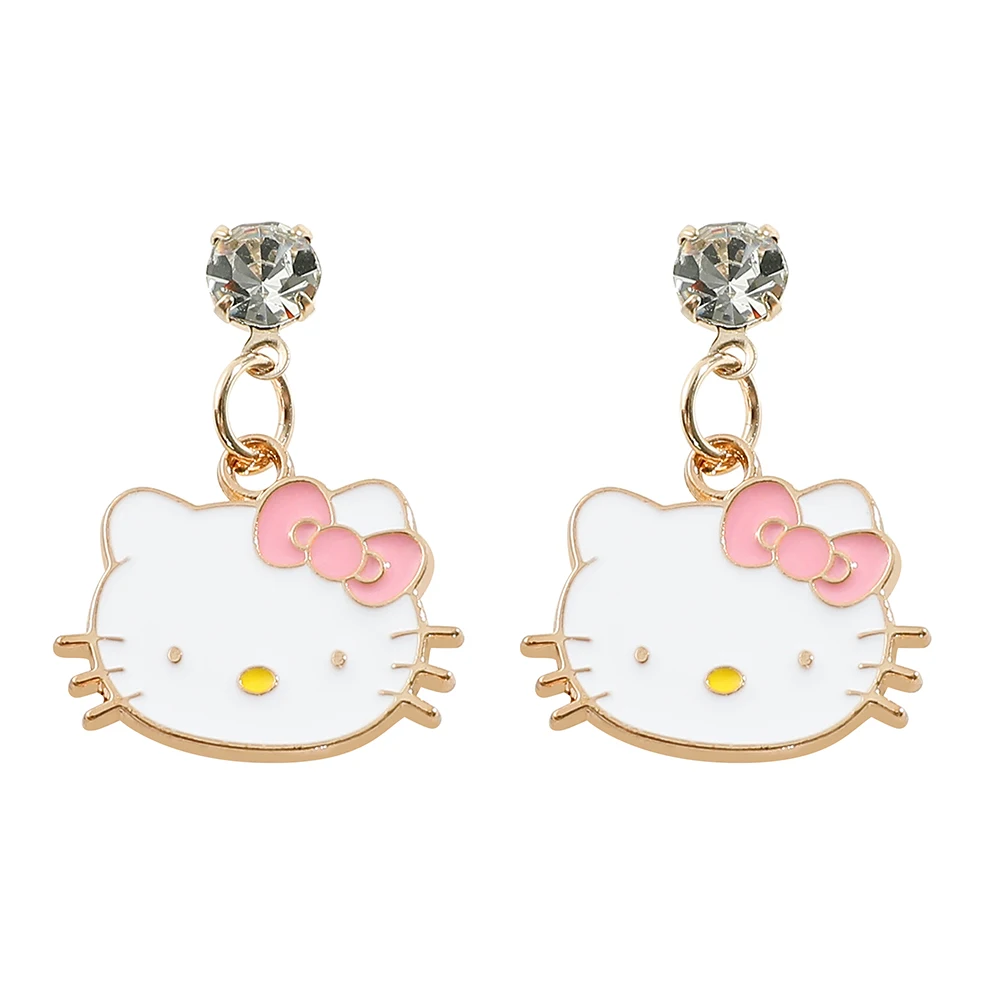 

Kawaii Sanrio Hello Kitty Fashion Simplicity Earring Cute Cartoon Figure KT Cat Bow Tie Earring for Best Friend Surprise Gifts