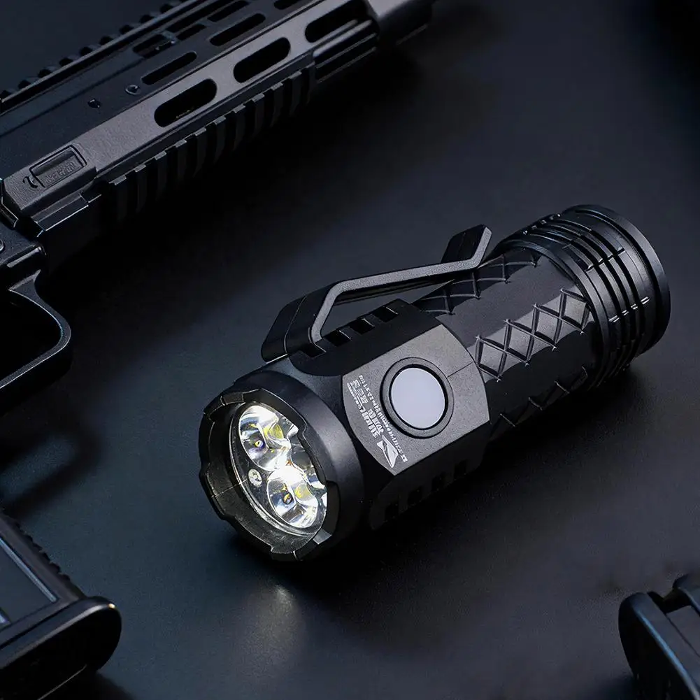 3 LED Flashlight with Charging Cable Mini Outdoor Flashlight Rechargeable Adjustable Brightness for Outdoor Camping Hiking