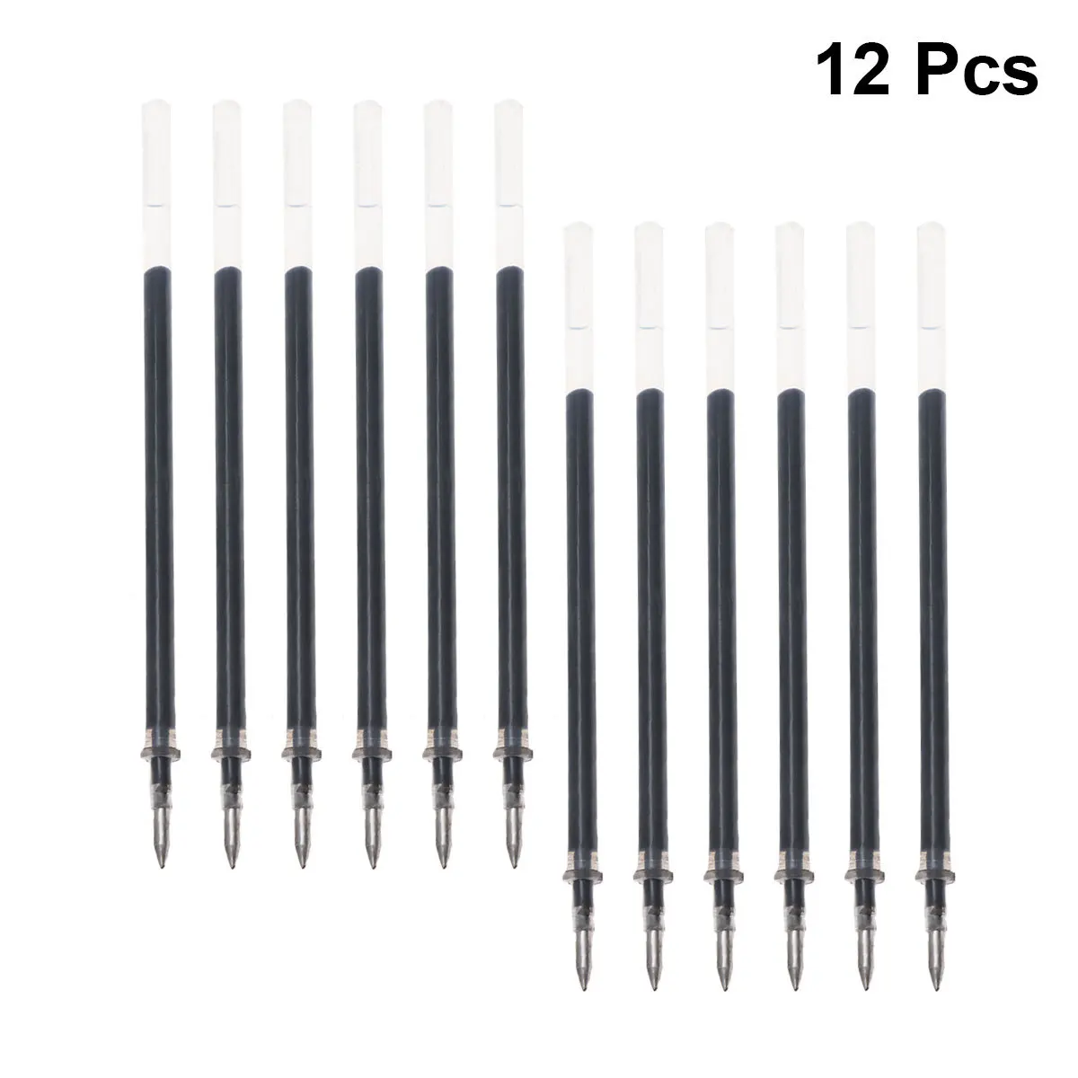 

12 Pc Stationery Supplies Ink Refills for Pens Ballpoint Metal School That Rub Out Gel Smooth Writing Black Fine Tip
