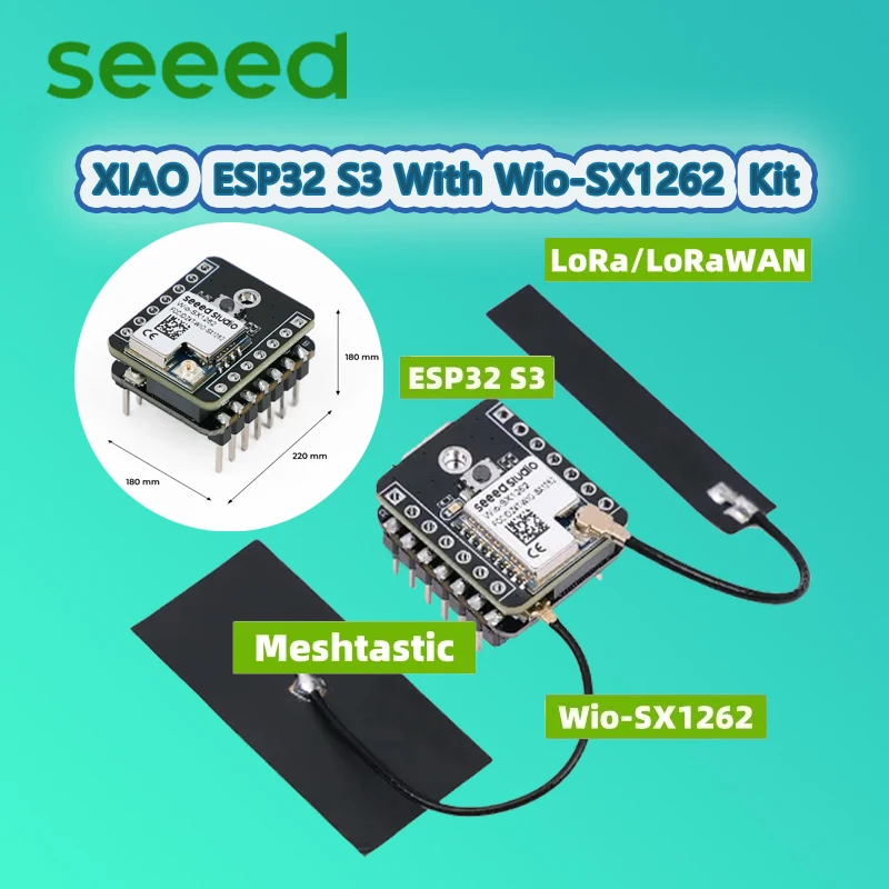 

Seeed XIAO ESP32 S3 & Wio-SX1262 Kit for Meshtastic & LoRa, 868mhz 915mhz antenna,WiFi,BLE, Arduino, Meshtastic LoRa/LoRaWAN