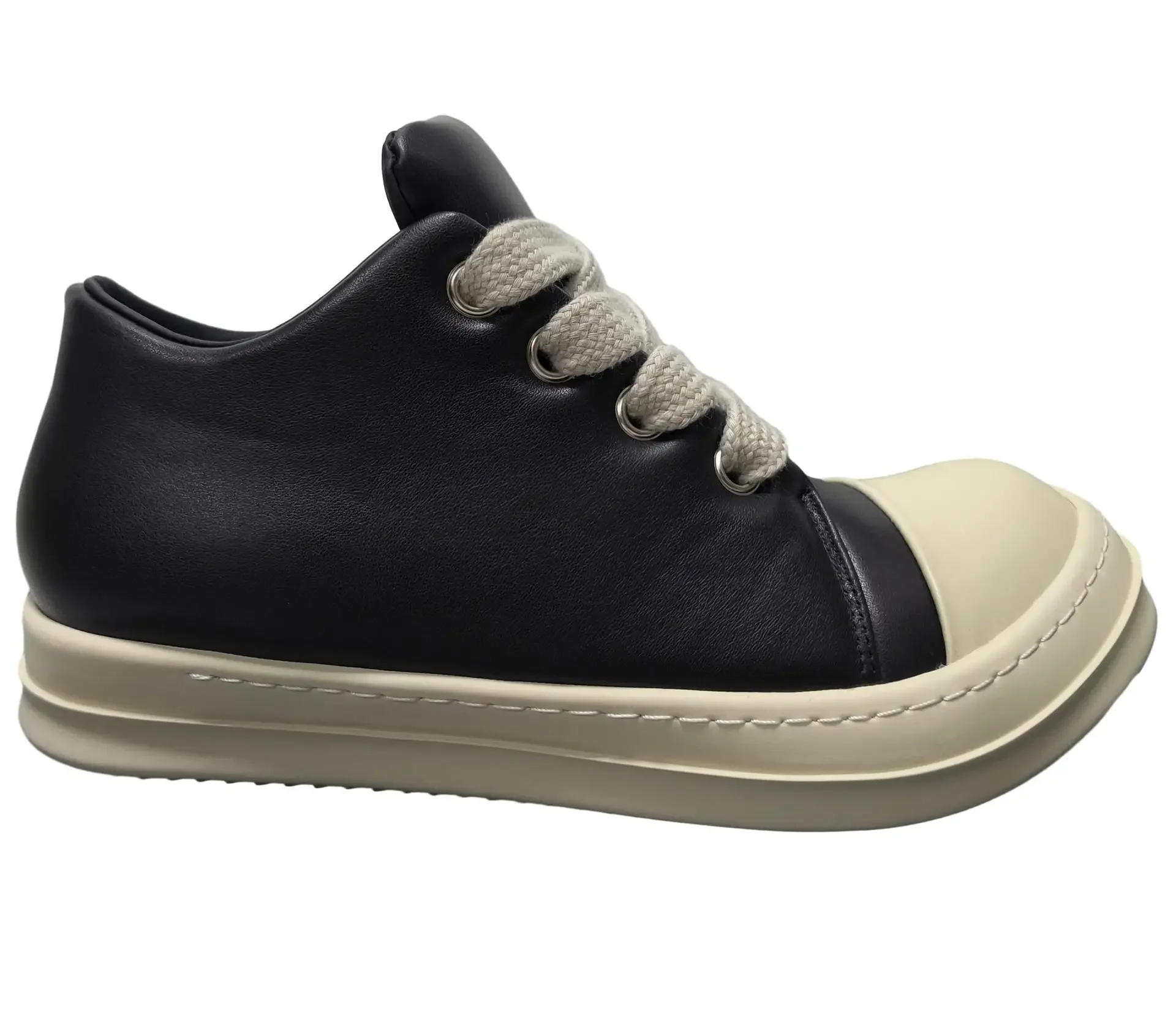 

Owen Seak, мужские низкие туфли, женские повседневные кожаные кроссовки Jumbo на шнуровке, роскошные кроссовки на платформе, осенние кроссовки на плоской подошве, черные кроссовки